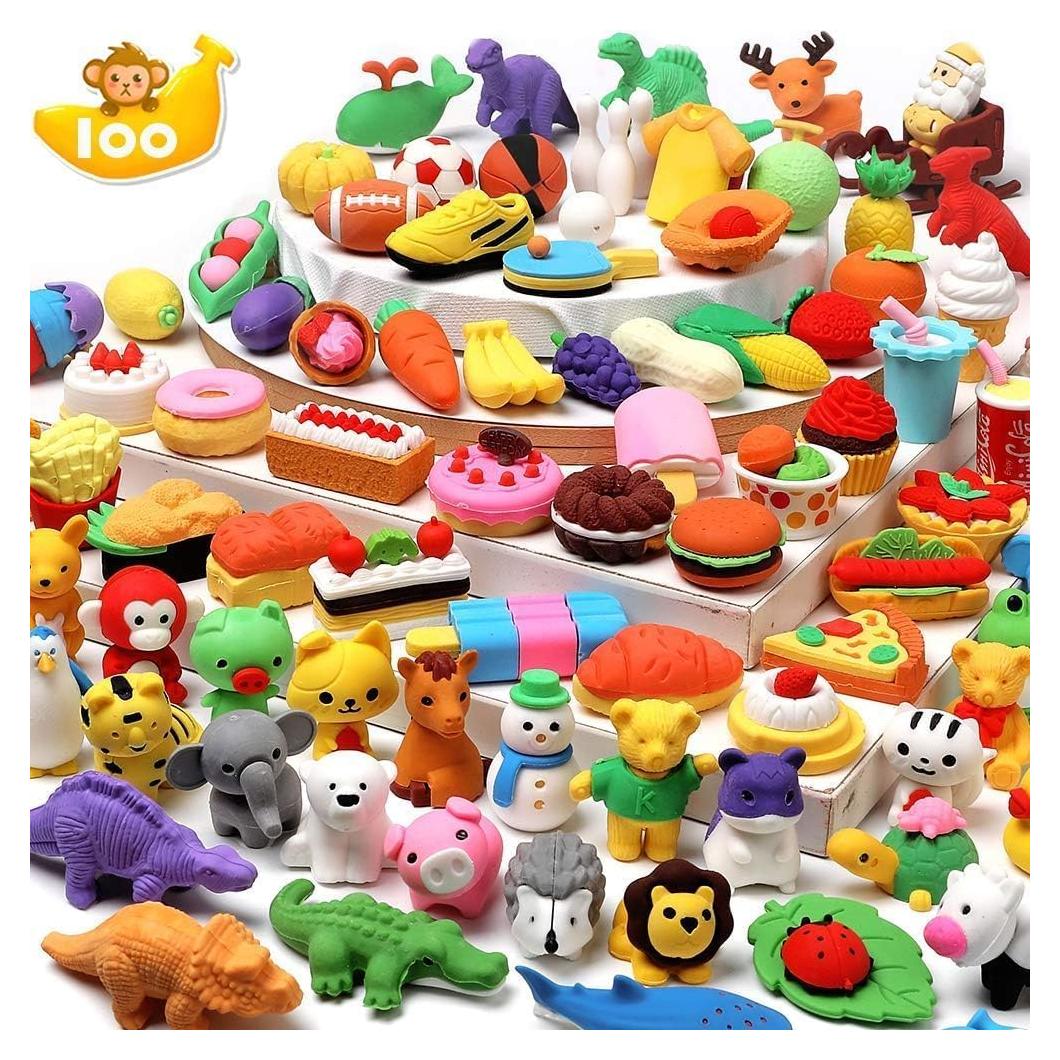 HINZER Paquete de 100 Gomas de Borrar 3D para Niños