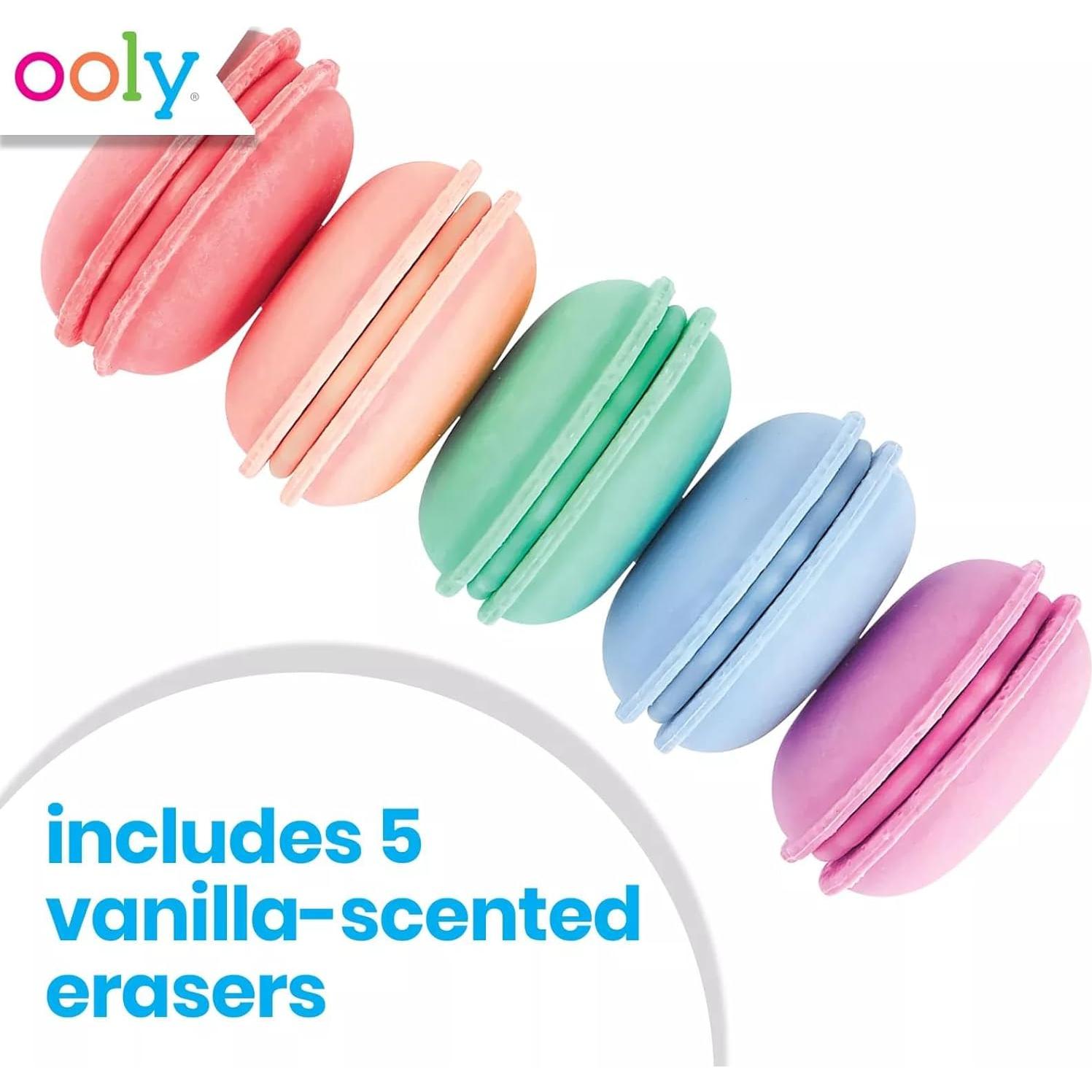 Set de 5 Gomas de Borrar OOLY Le Macaron Vainilla 4.45 cm