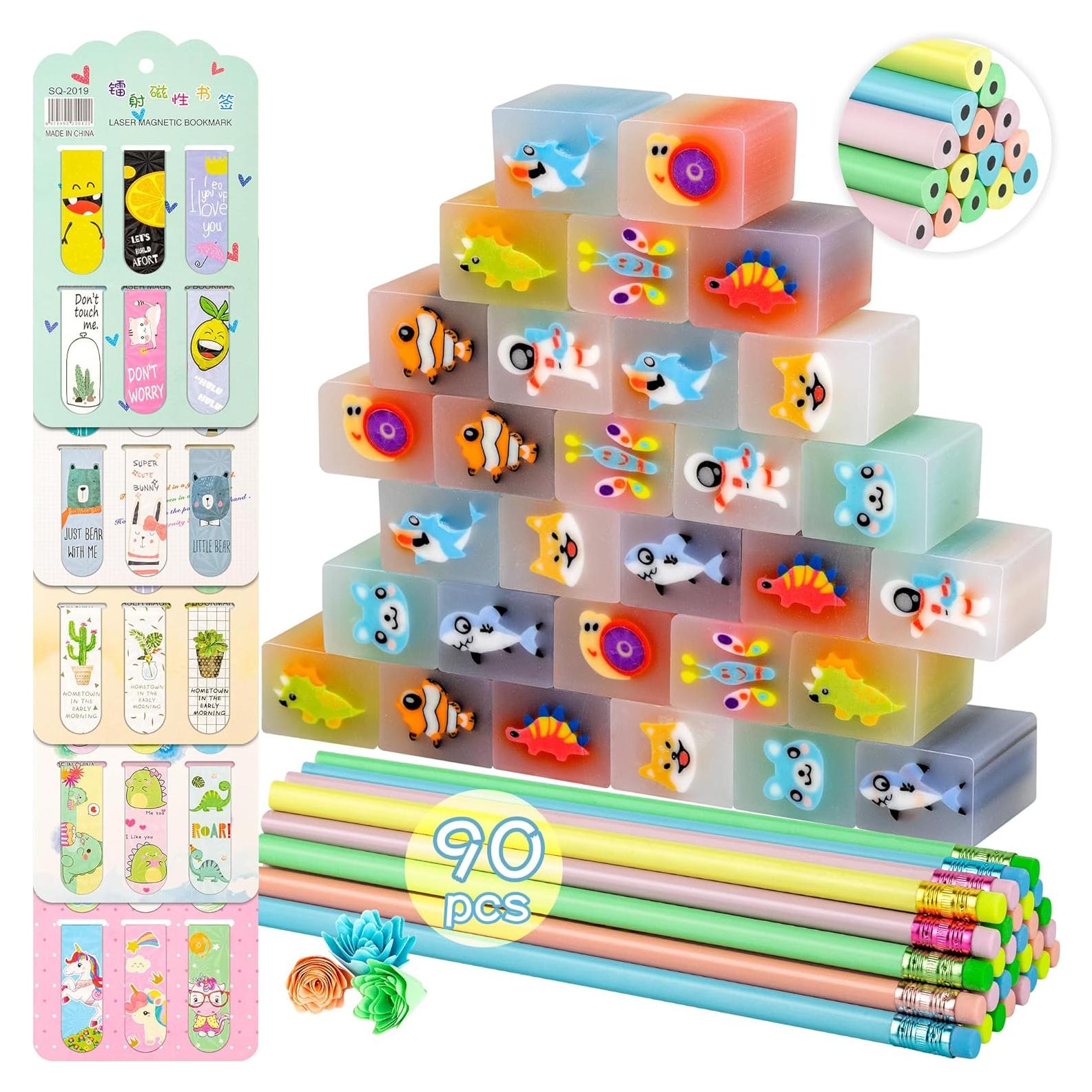 Juego de Papelería 90 Piezas Yuechen - Borradores y Lápices