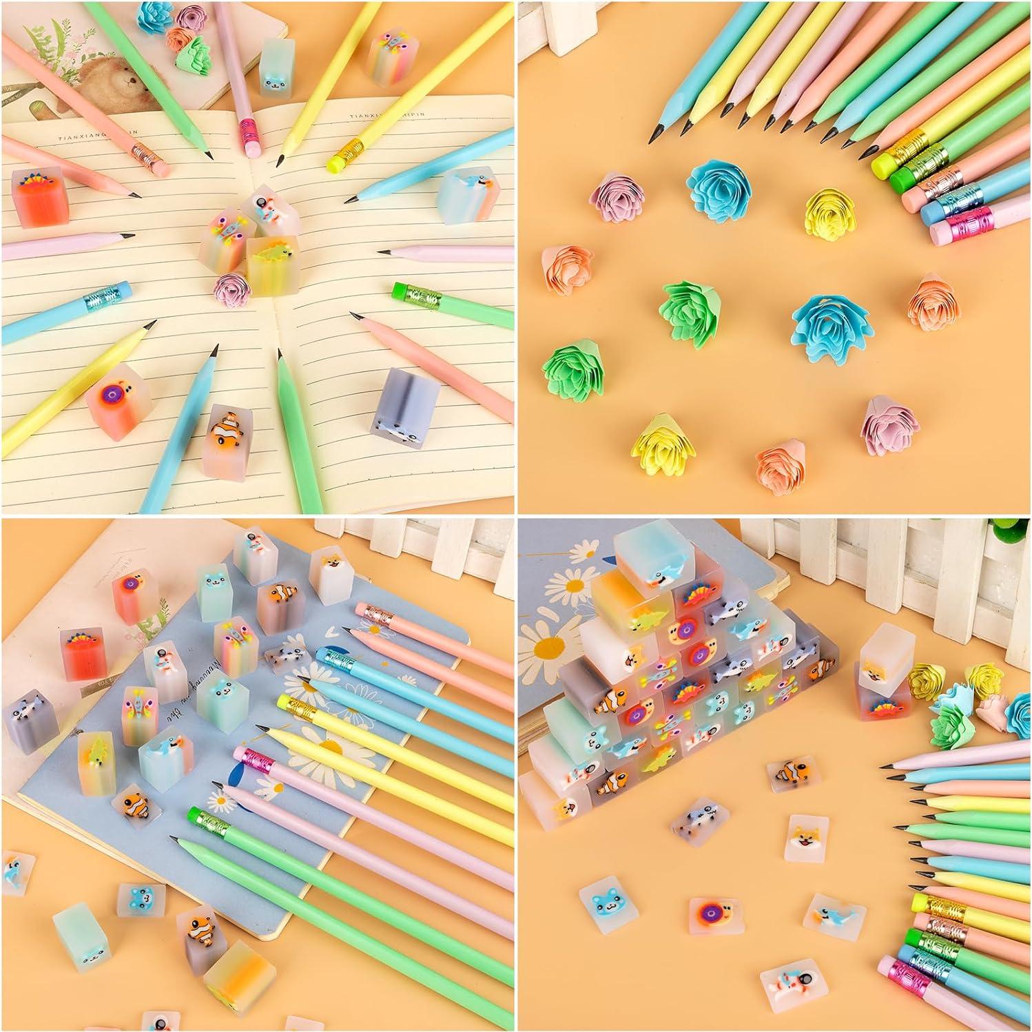 Juego de Papelería 90 Piezas Yuechen - Borradores y Lápices