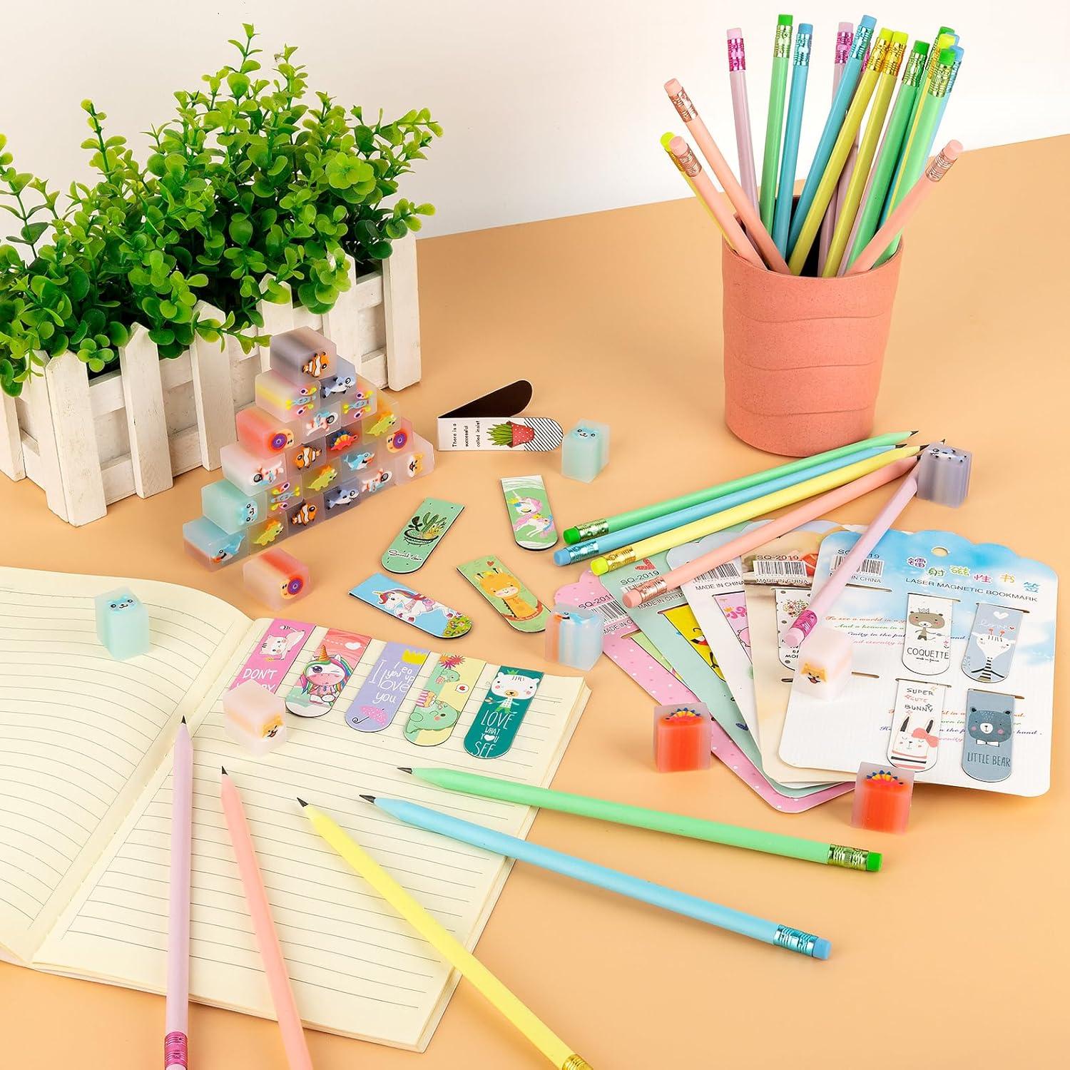 Juego de Papelería 90 Piezas Yuechen - Borradores y Lápices