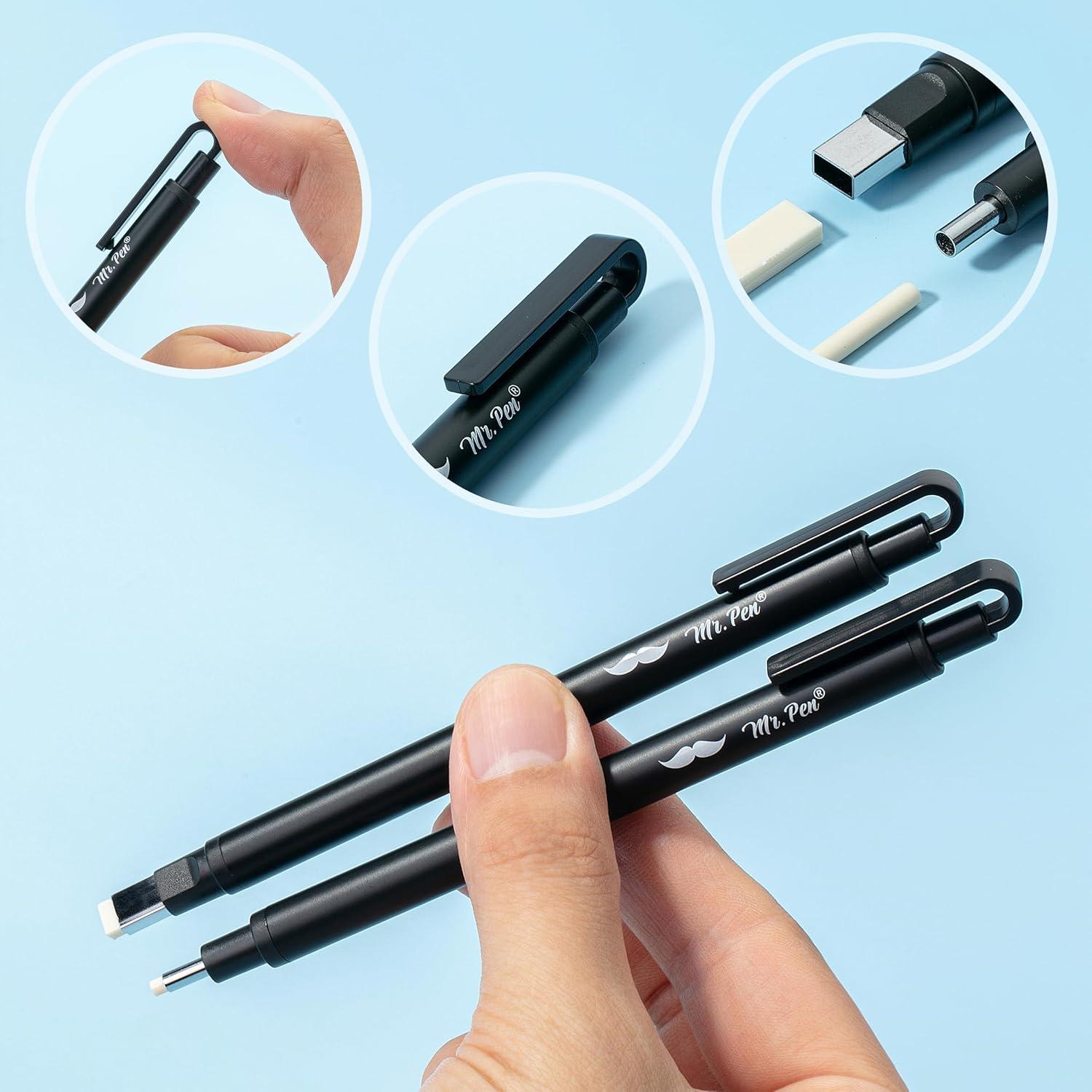 Borradores de Pluma Mr. Pen - Set de 2, Punta Cuadrada y Fina