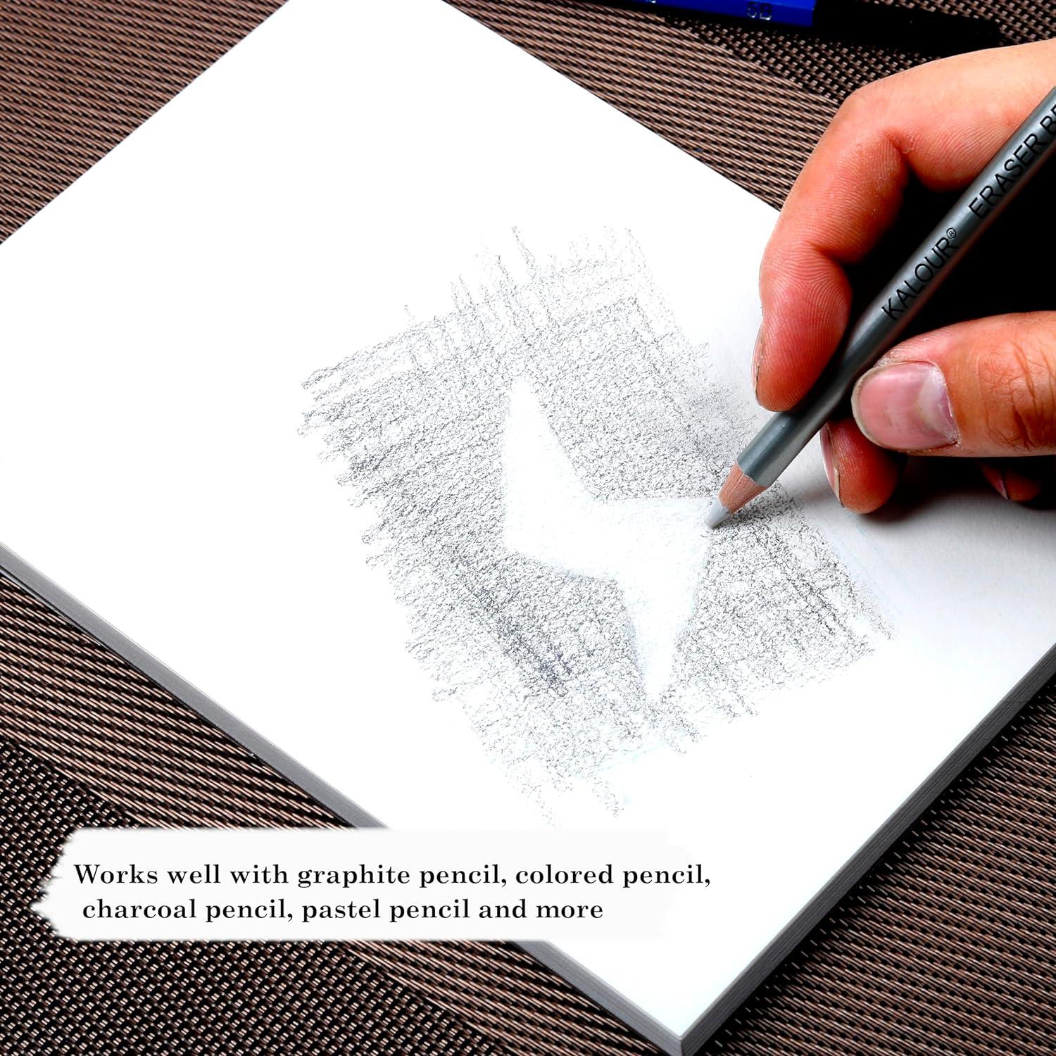 Lápices Borradores KALOUR - 6 Piezas con Brocha y Sacapuntas