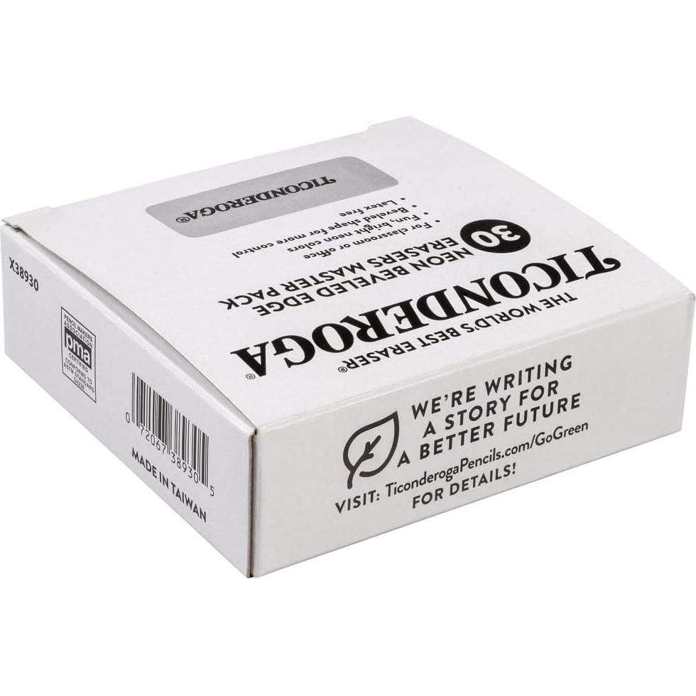 Borradores en cuña Ticonderoga, paquete de 30 colores neón