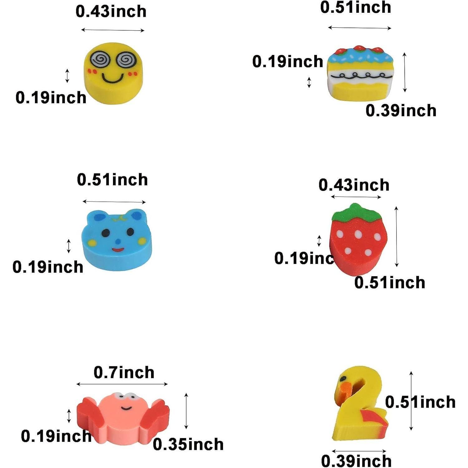 300 Gomas de Borrar Mini QDXATIVP Animales y Frutas 2.5-4 cm