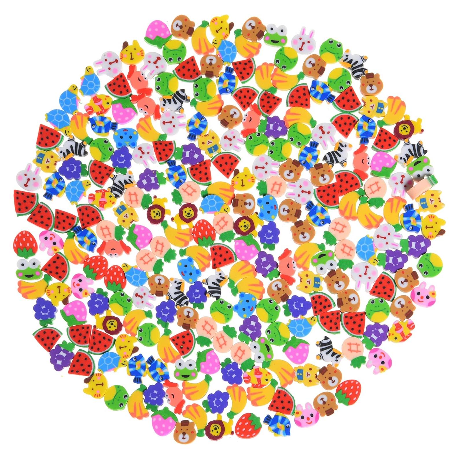 Mini Borradores Divertidos MGTECH - 300 Piezas Animales y Frutas