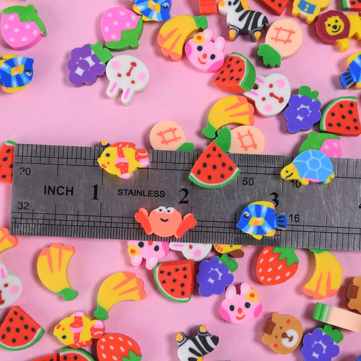 Mini Borradores Divertidos MGTECH - 300 Piezas Animales y Frutas