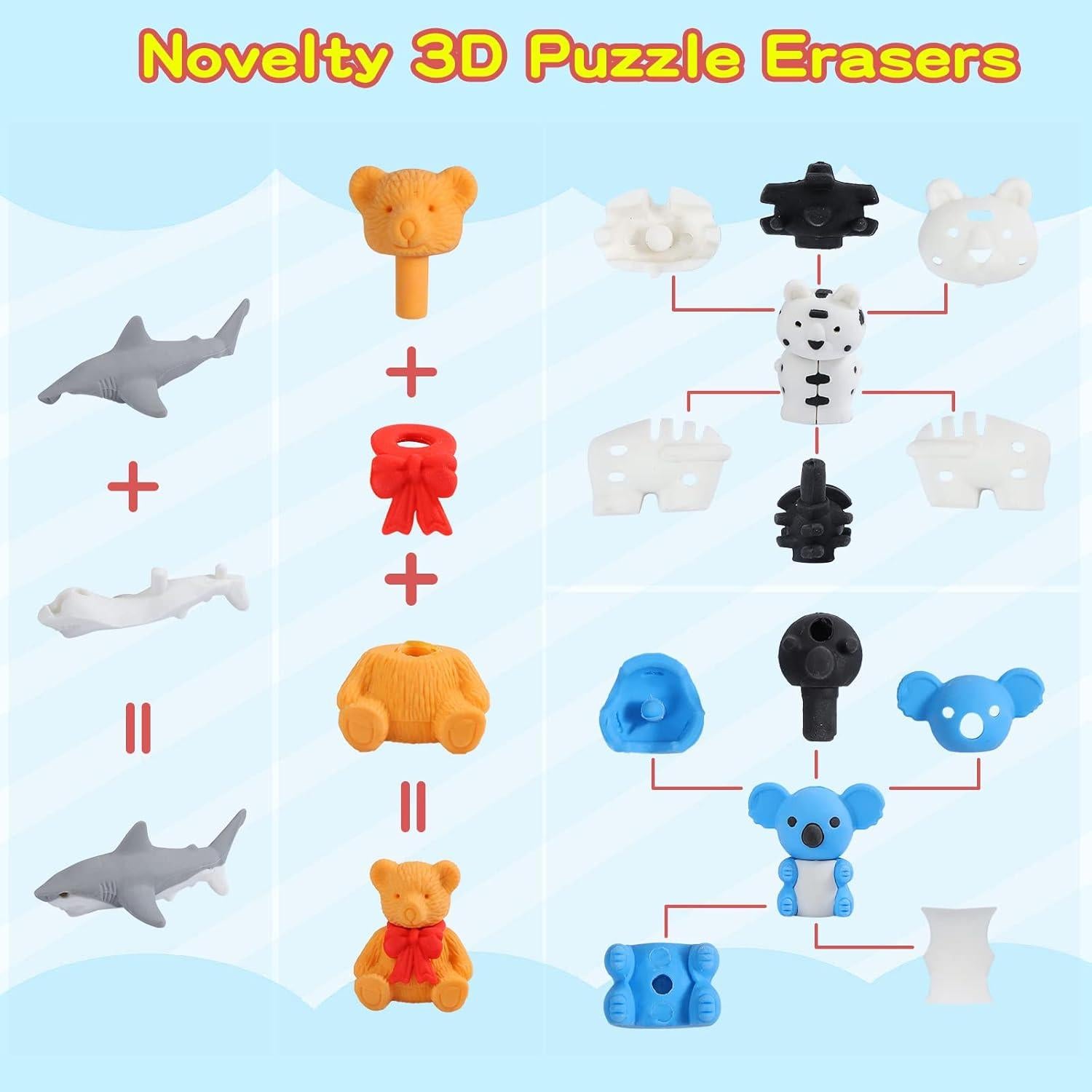 Gomas de Borrar 3D Kleeblatt 40 Pcs Animales para Niños
