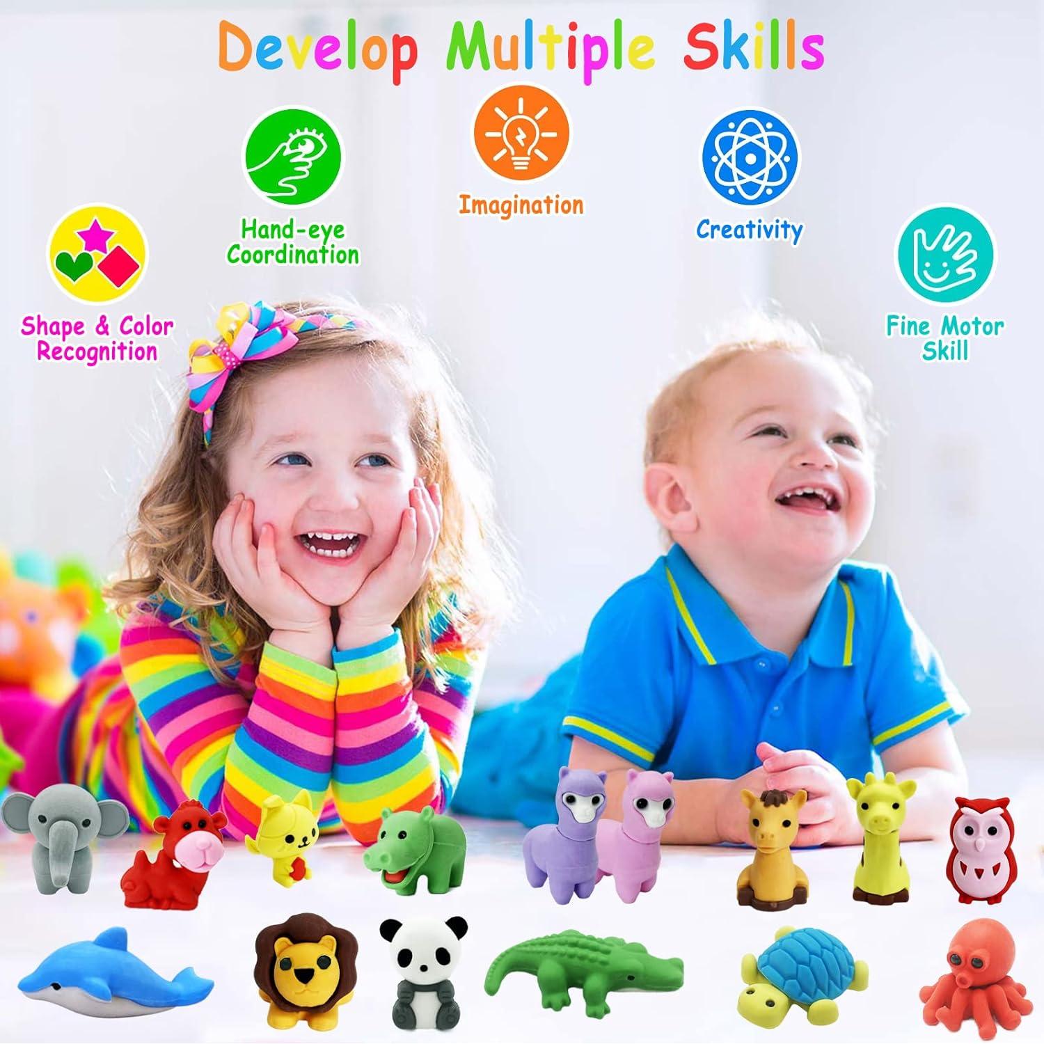 Gomas de Borrar 3D Kleeblatt 40 Pcs Animales para Niños