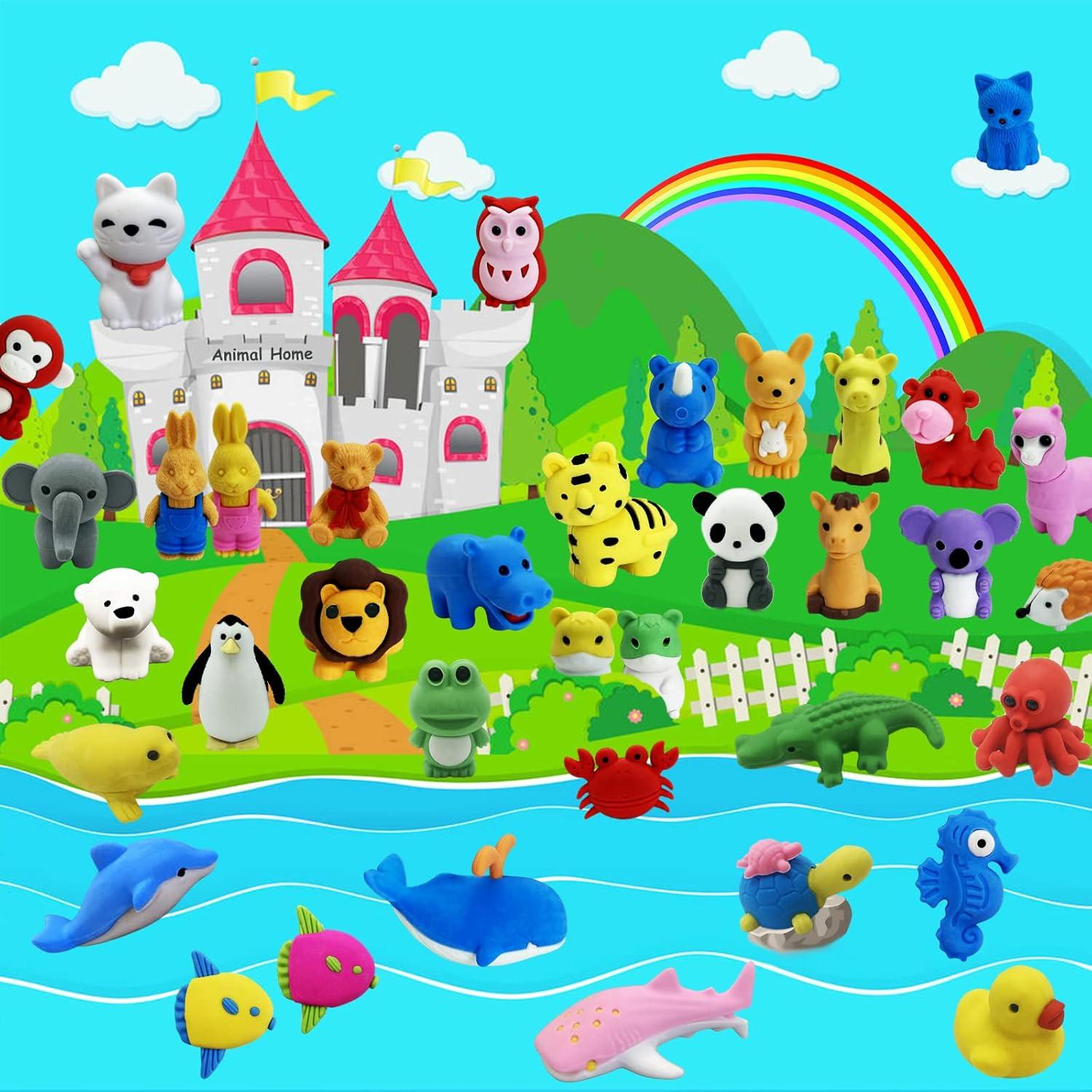 Gomas de Borrar 3D Kleeblatt 40 Pcs Animales para Niños