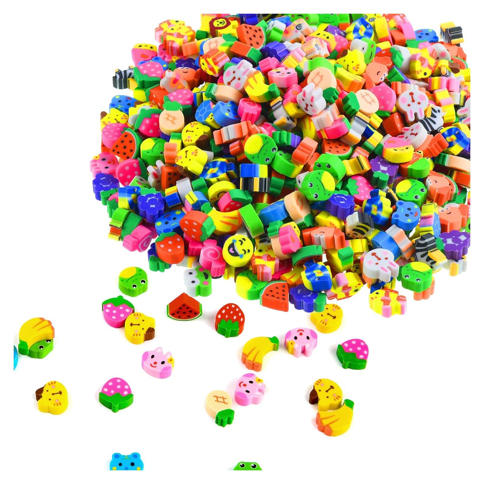 300 Mini Borradores Divertidos Jsehchya para Niños - Frutas y Animales