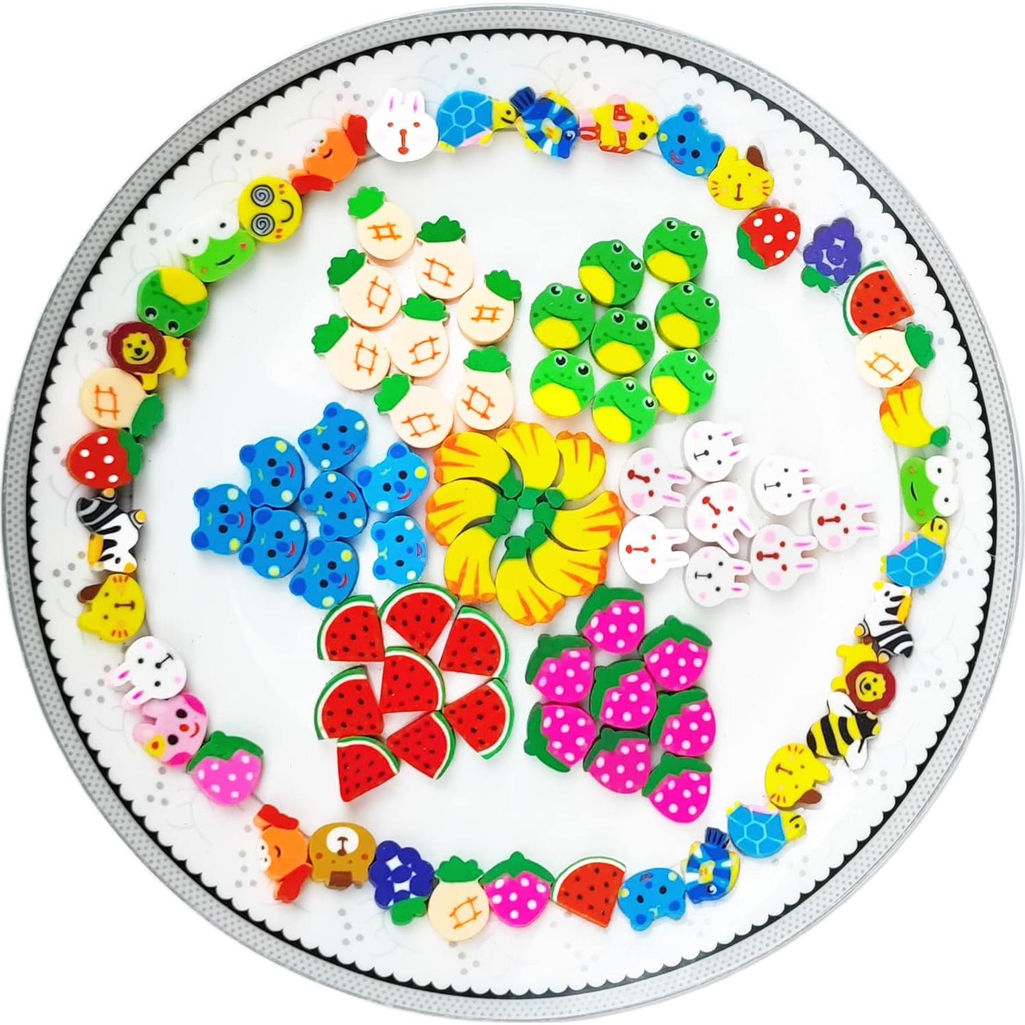 300 Mini Borradores Divertidos Jsehchya para Niños - Frutas y Animales