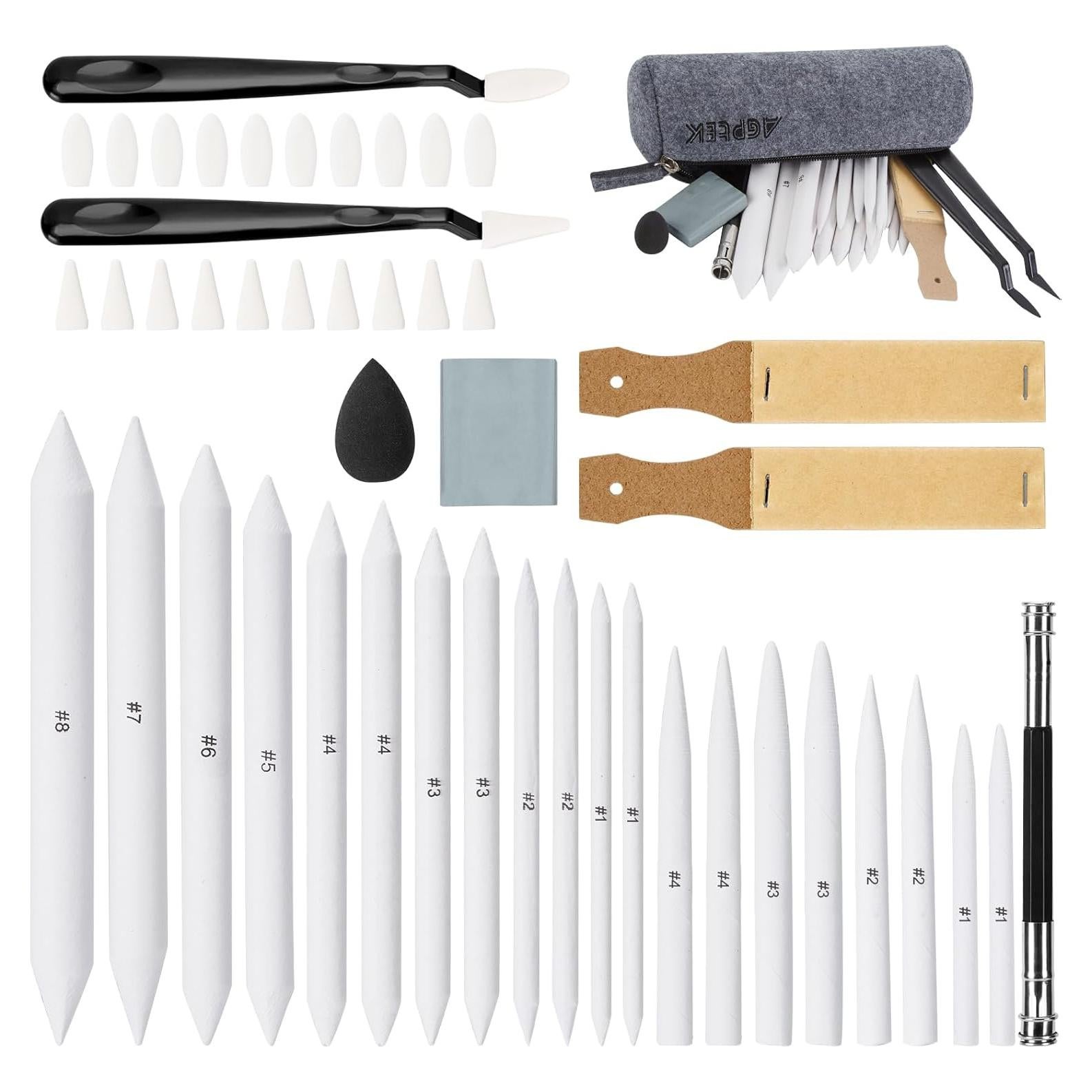 Set de Dibujo a Lápiz AGPTEK 48 Piezas con Esponjas y Borradores