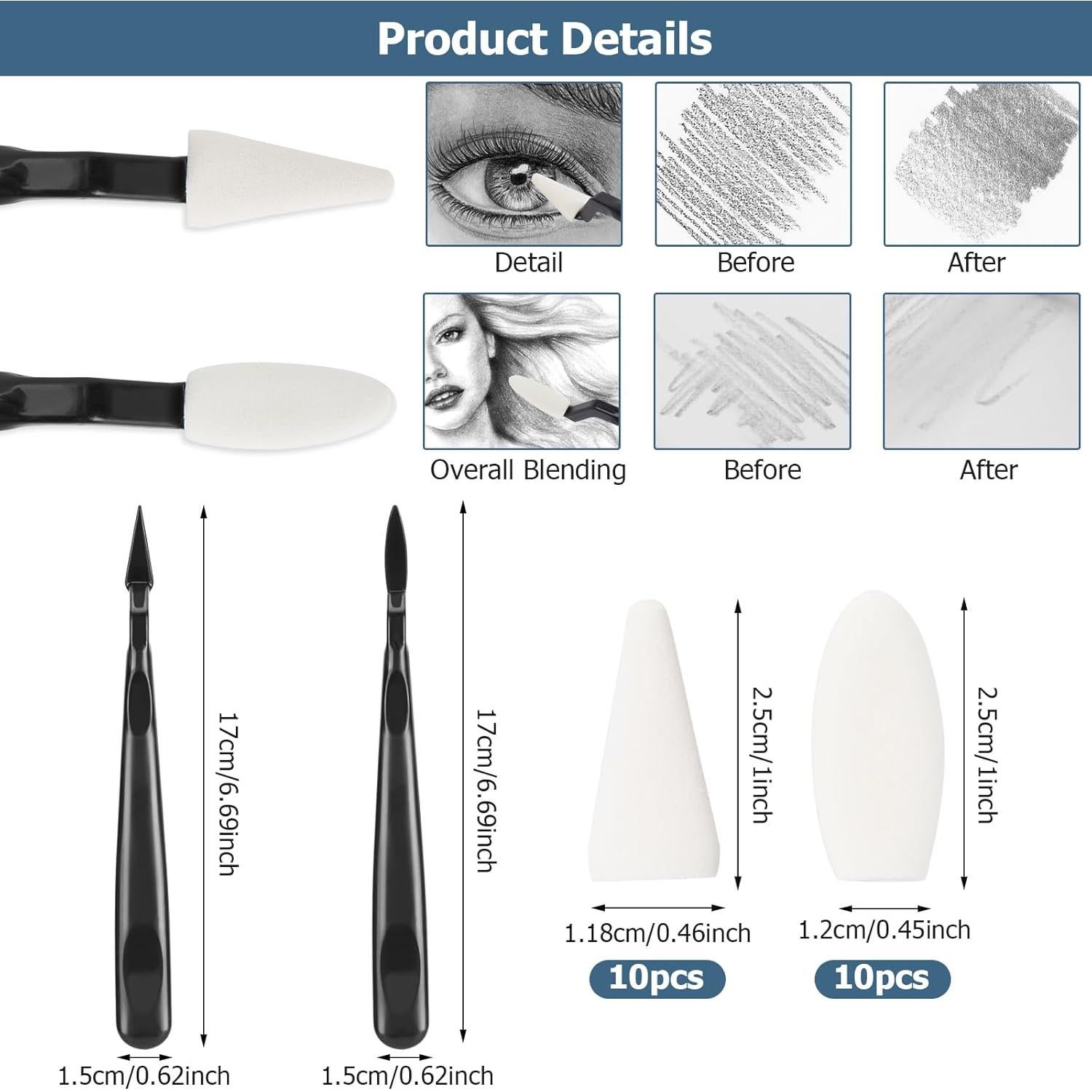 Set de Dibujo a Lápiz AGPTEK 48 Piezas con Esponjas y Borradores