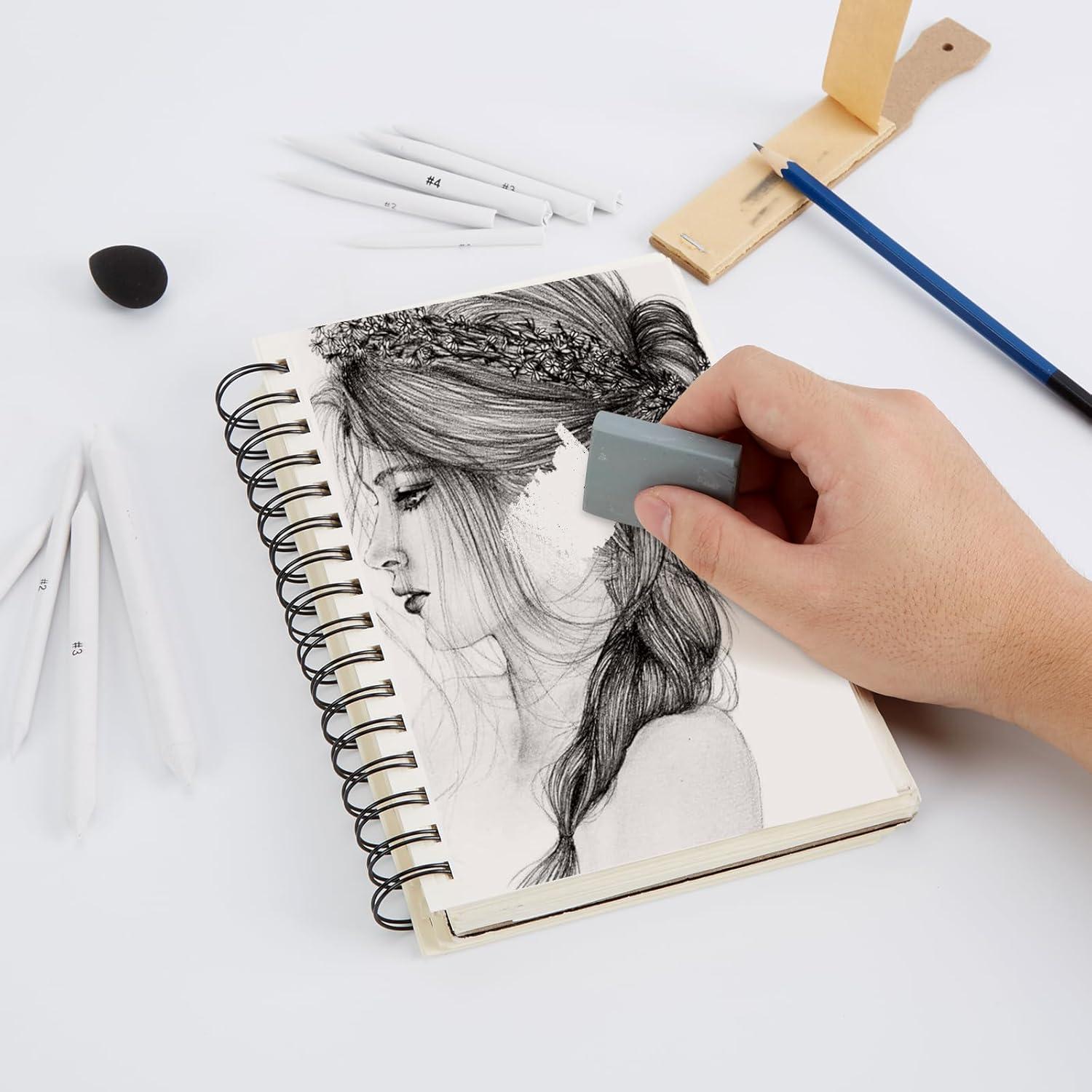 Set de Dibujo a Lápiz AGPTEK 48 Piezas con Esponjas y Borradores