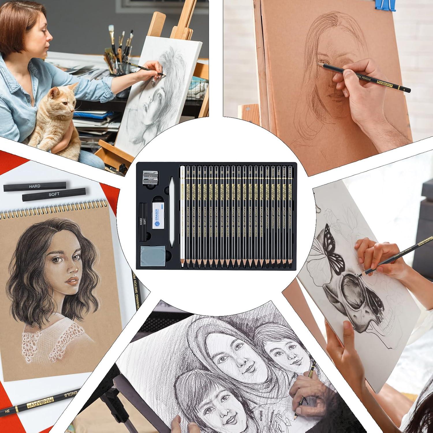 Set de Lápices de Dibujo Profesional PANDAFLY 26 Piezas