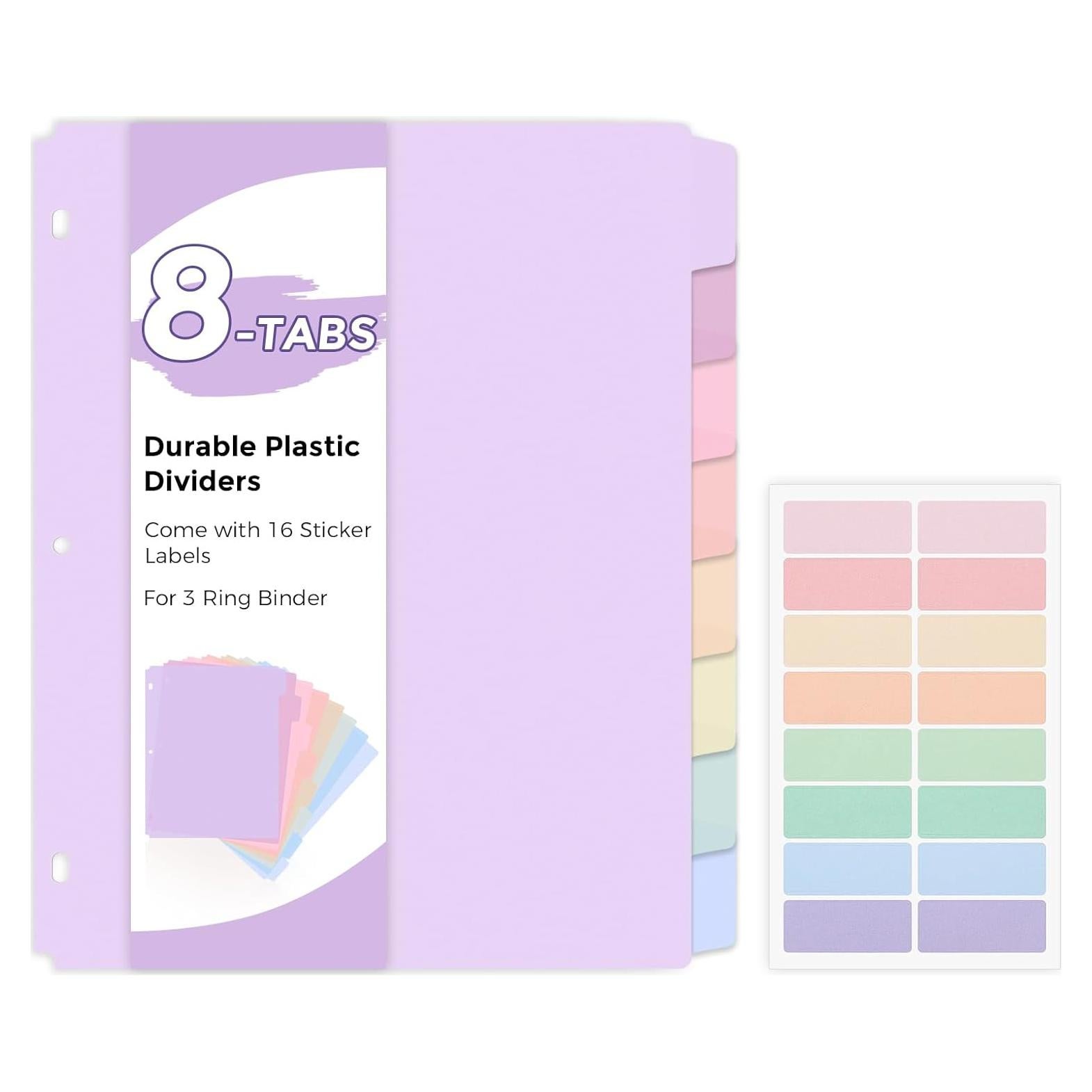 Divisores de Plástico SKYDUE 8 Pestañas para Carpeta 3 Anillas