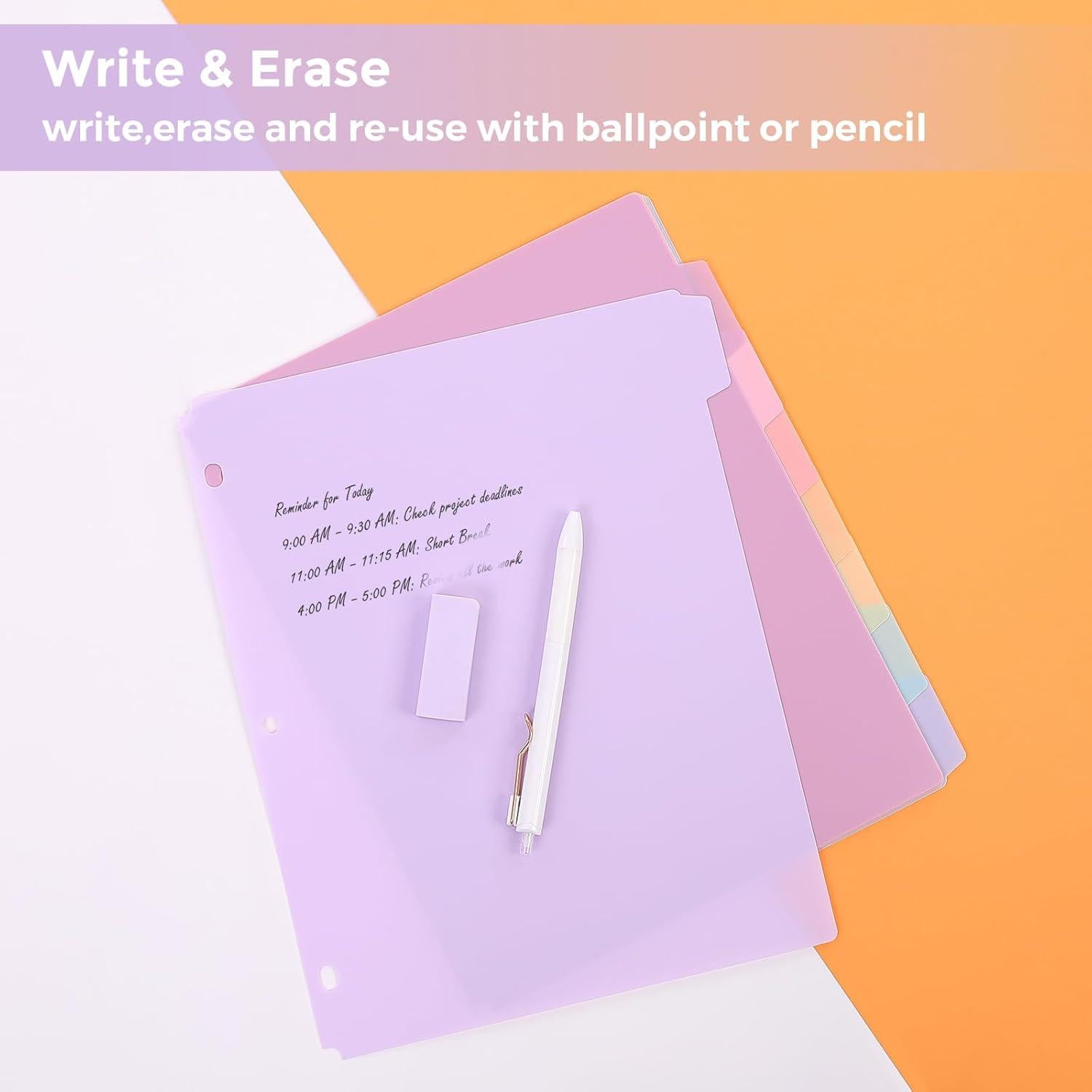 Divisores de Plástico SKYDUE 8 Pestañas para Carpeta 3 Anillas