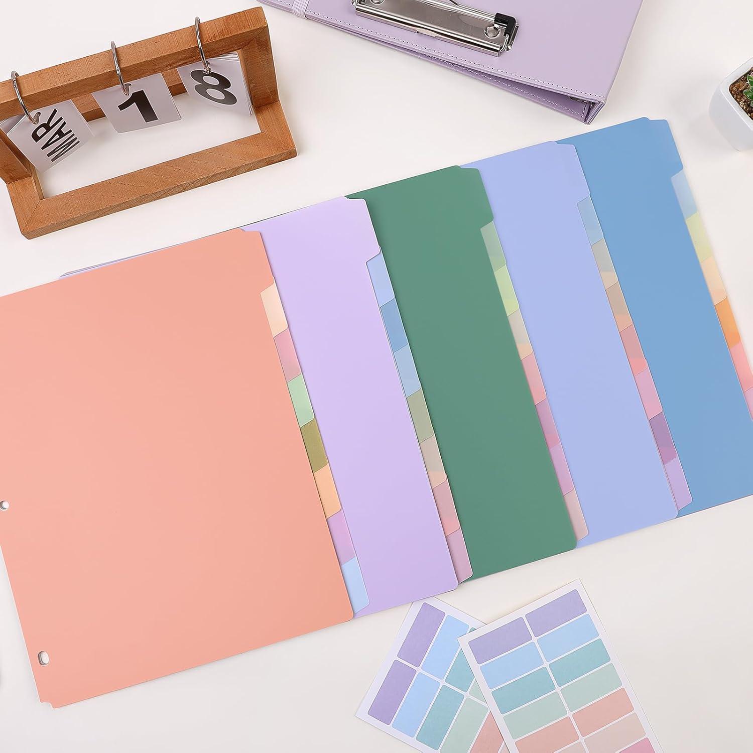 Divisores de Plástico SKYDUE 8 Pestañas para Carpeta 3 Anillas