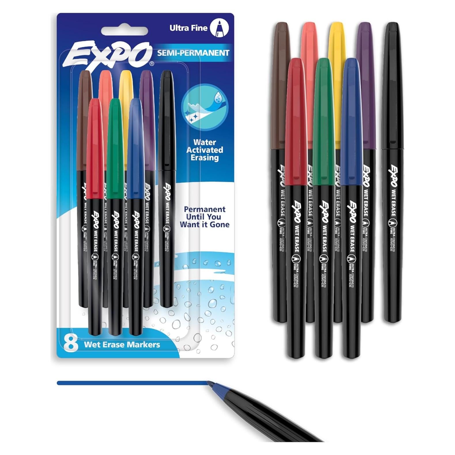 Juego de Marcadores Borrado Húmedo EXPO Vis-a-Vis 8 Colores