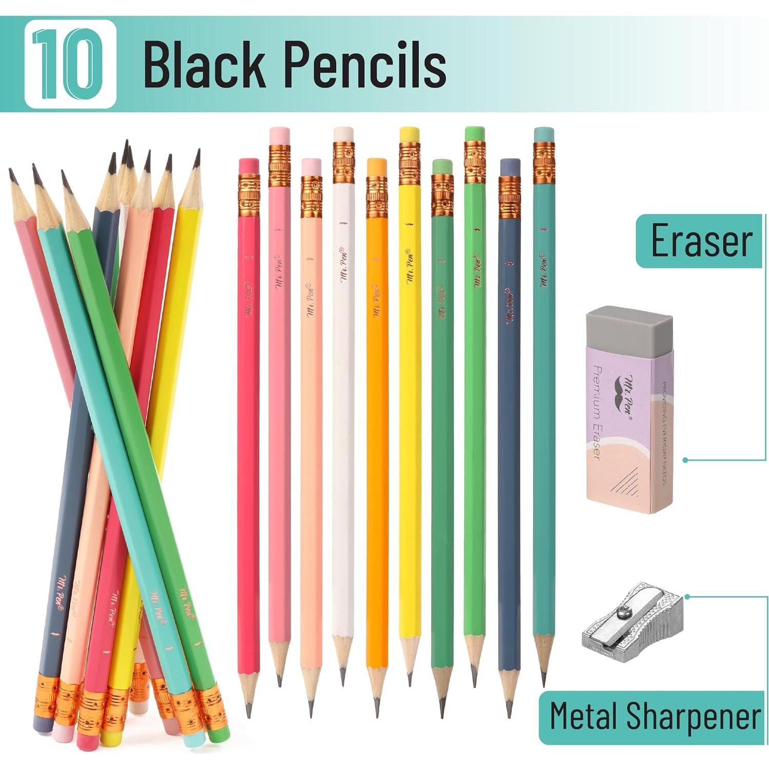 Lápices #2 HB Mr. Pen, Paquete de 10, Mina Negra, Madera