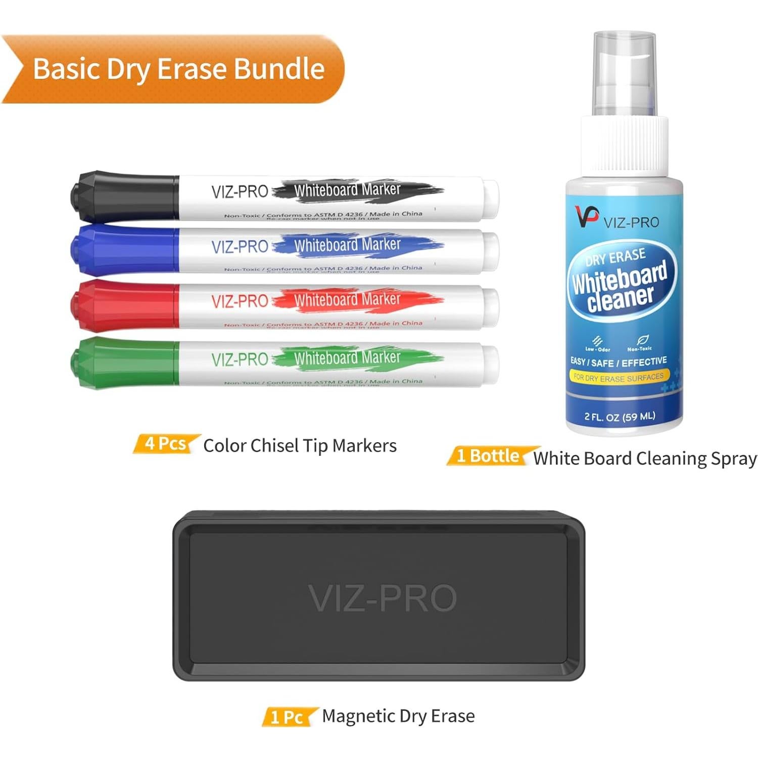 Juego de Marcadores de Borrado en Seco VIZ-PRO, 6 Piezas