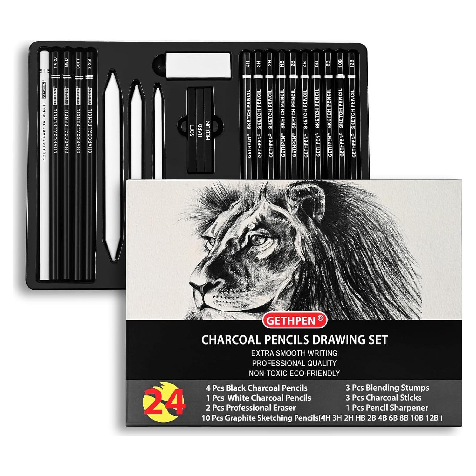 Juego de Lápices de Dibujo Profesional GETHPEN 24 Piezas