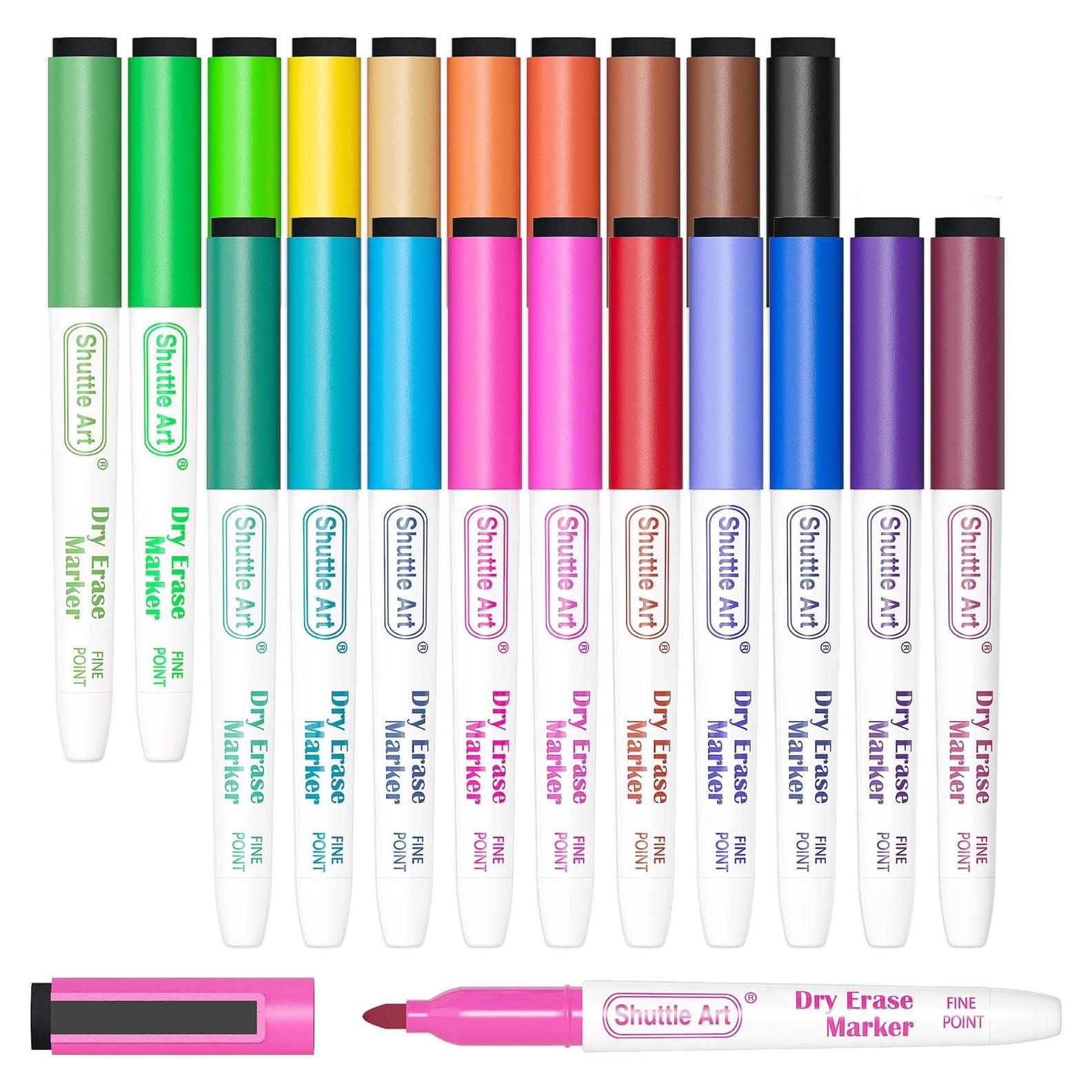 Marcadores de Borrado en Seco Shuttle Art, 20 Colores Punta Fina