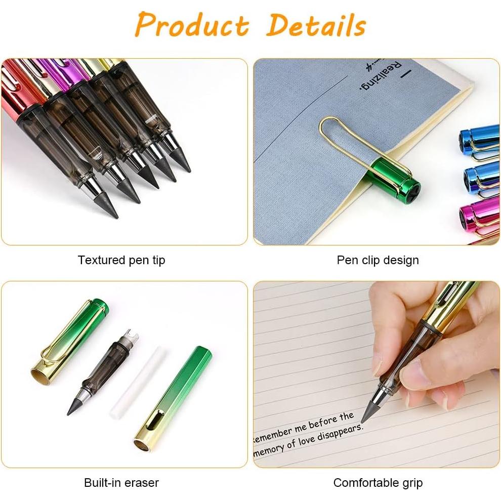 Lápiz sin tinta reutilizable Ainiv - 5 juegos con borradores y puntas