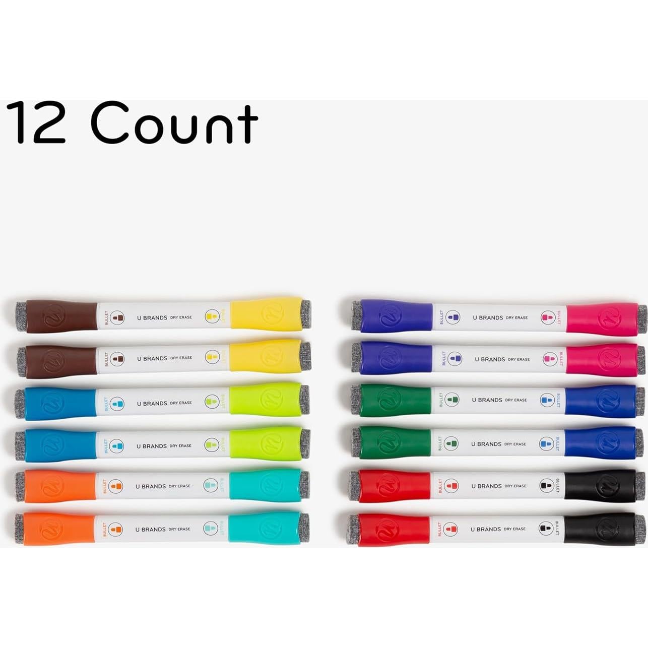 Marcadores de Pizarra Blanca U Brands Set de 12 Colores Vibrantes