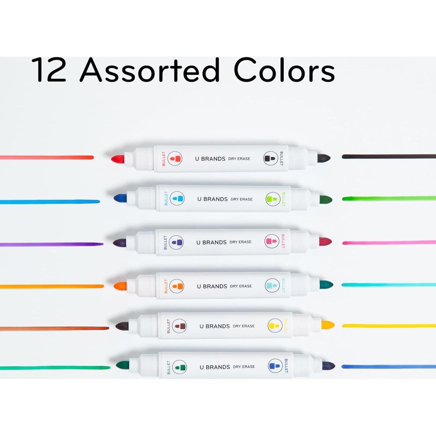 Marcadores de Pizarra Blanca U Brands Set de 12 Colores Vibrantes