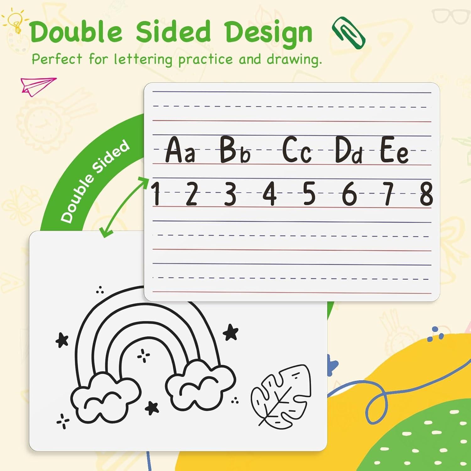 Ohuhu 25 Pizarras Blancas Dobles 22.86x30.48 cm con Marcadores