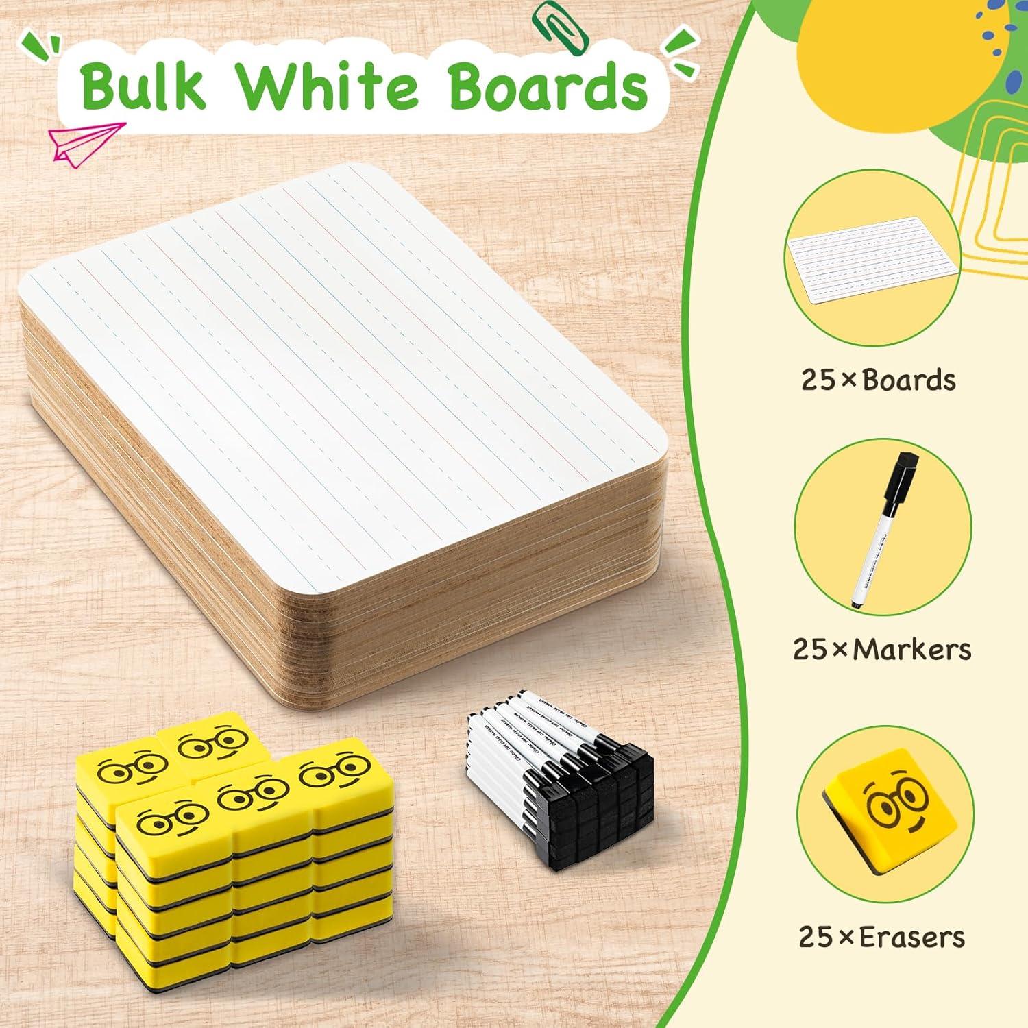 Ohuhu 25 Pizarras Blancas Dobles 22.86x30.48 cm con Marcadores