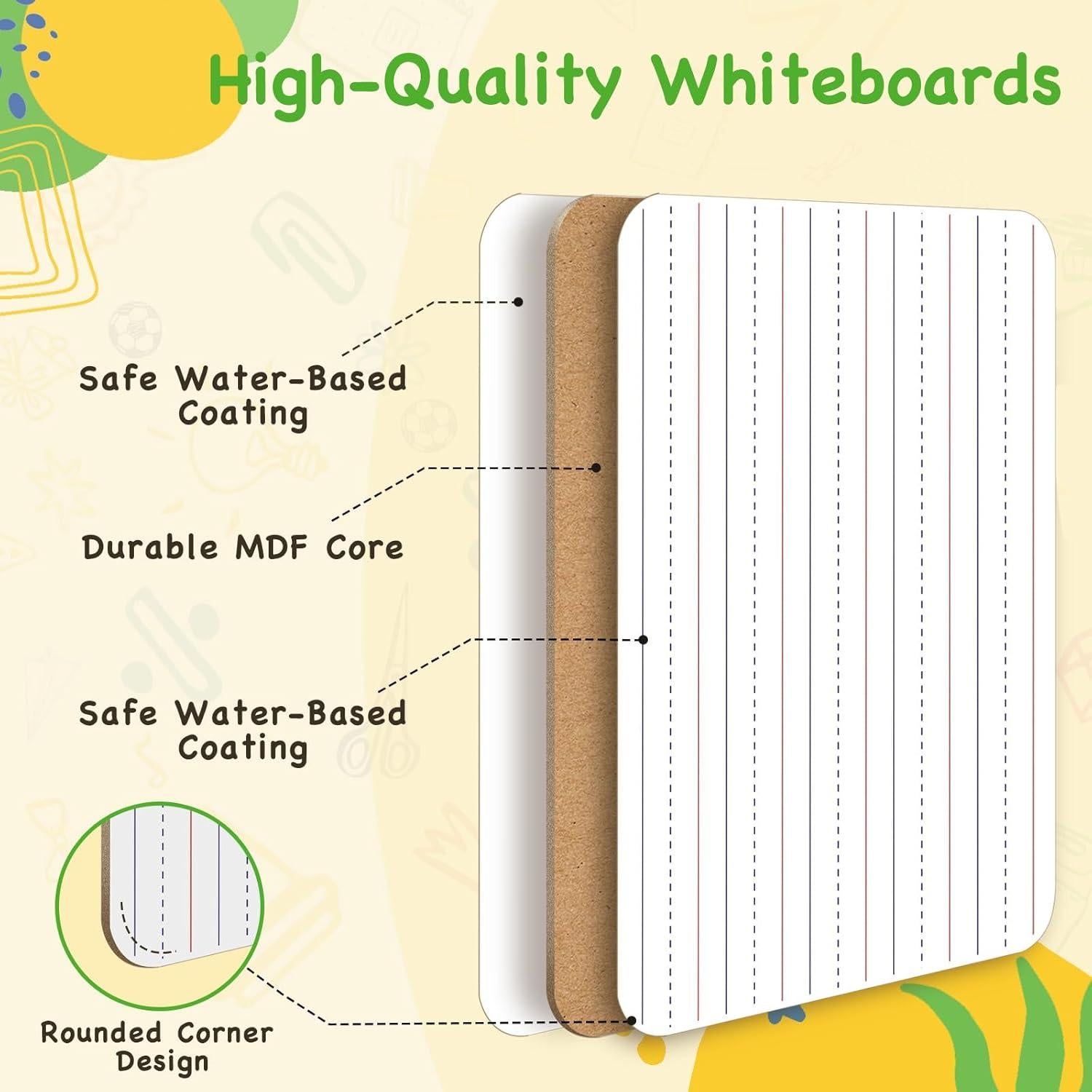 Ohuhu 25 Pizarras Blancas Dobles 22.86x30.48 cm con Marcadores