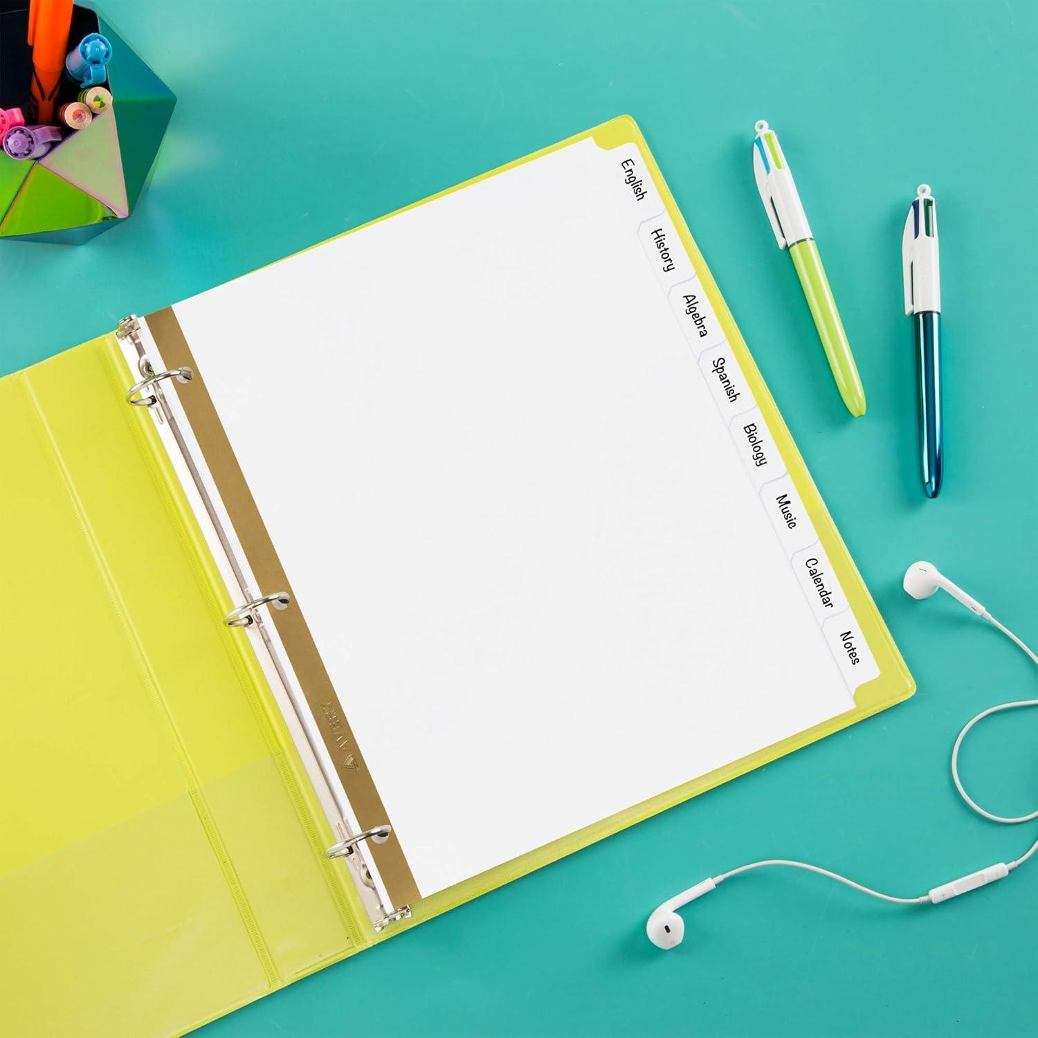 Separadores de papel Avery Big Tab Write & Erase, 8 pestañas, 6 juegos