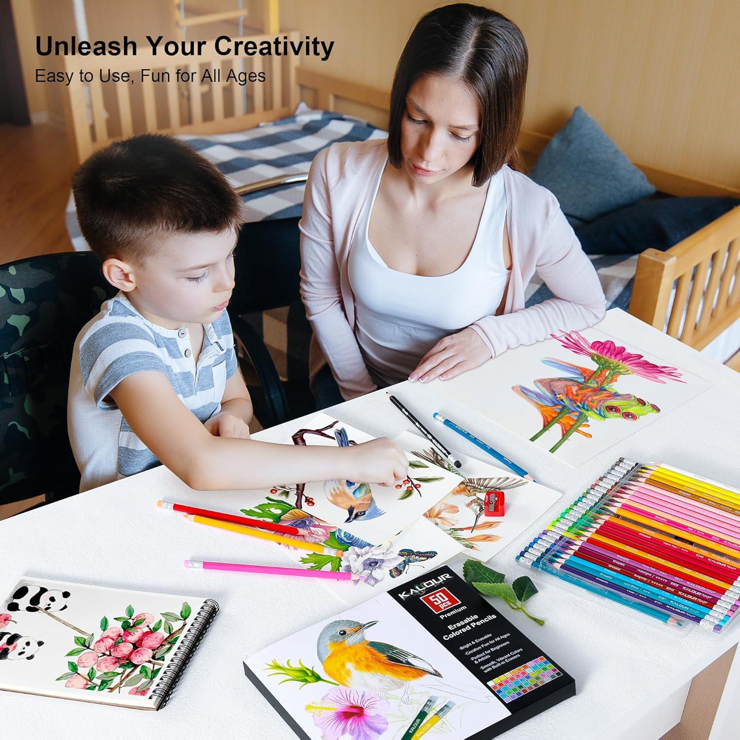 Set de Lápices de Colores Borrables KALOUR 50 Colores