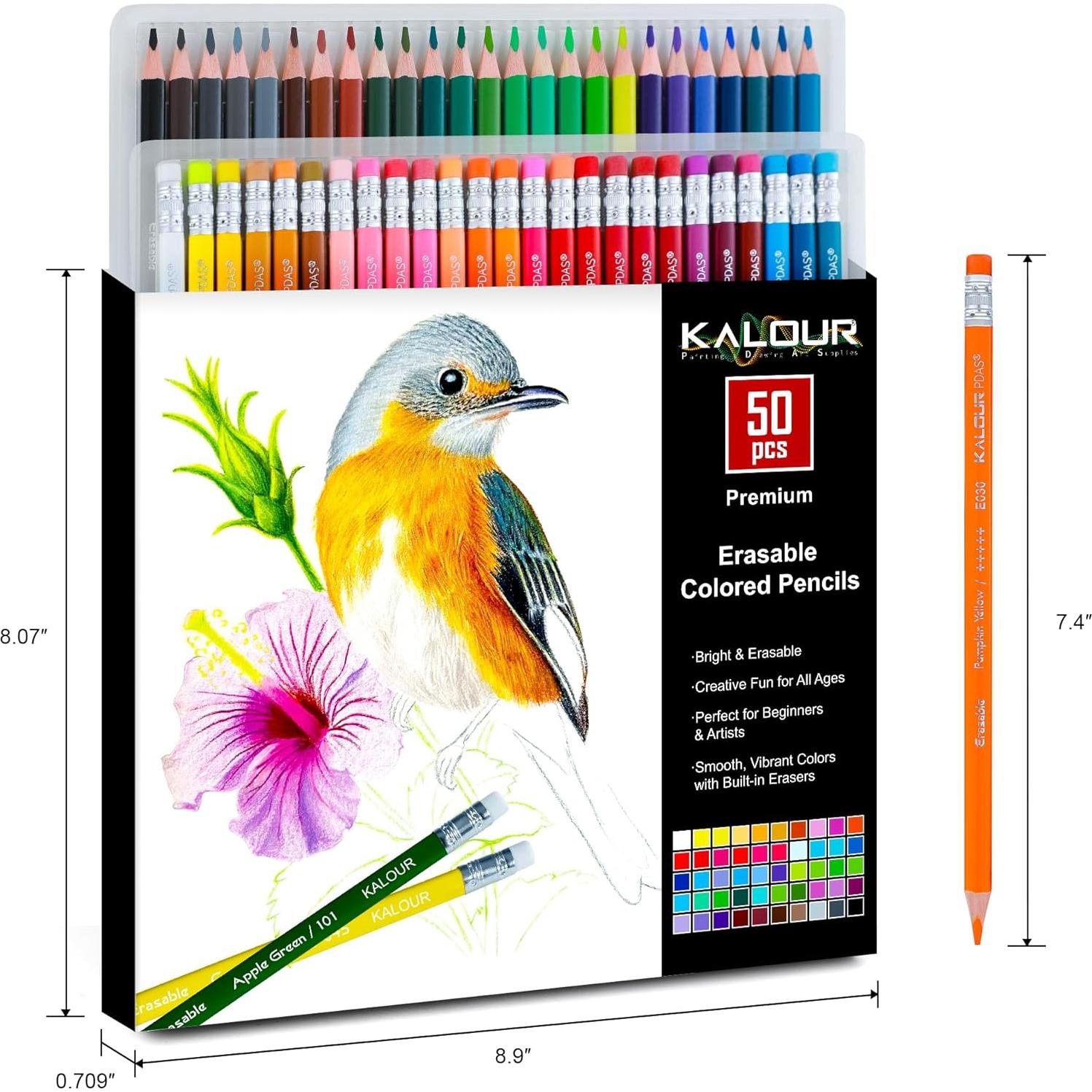 Set de Lápices de Colores Borrables KALOUR 50 Colores