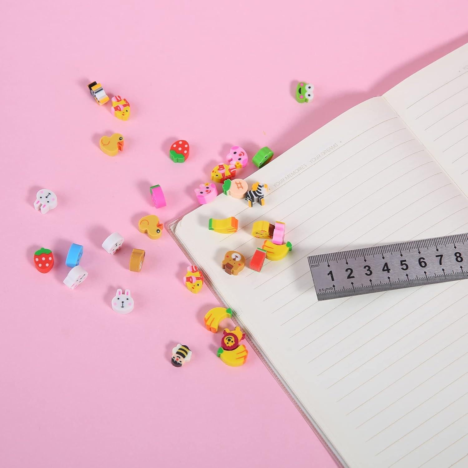 300 Mini Borradores de Animales y Frutas TDOCK - Surtido Colorido