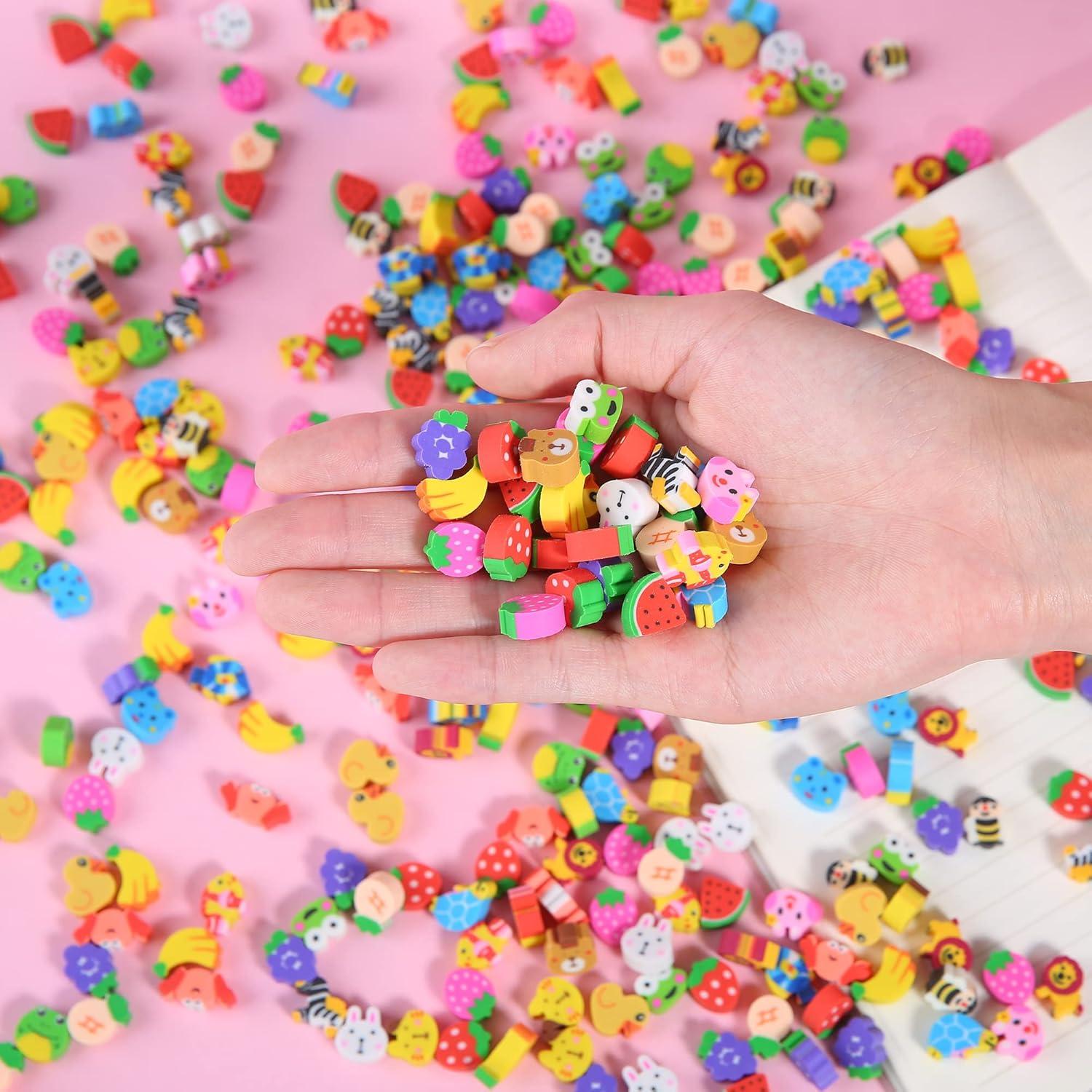 300 Mini Borradores de Animales y Frutas TDOCK - Surtido Colorido