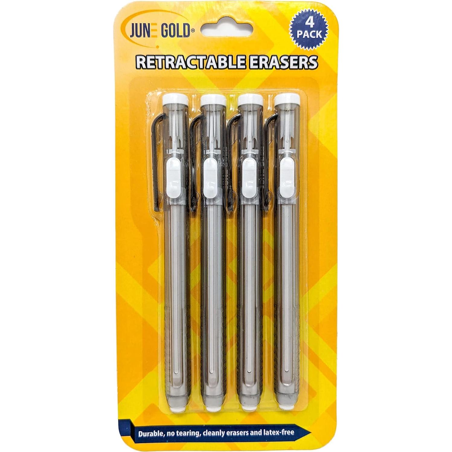 Paquete de 4 Gomas de Borrar Retráctiles June Gold - Vinilo Blanco