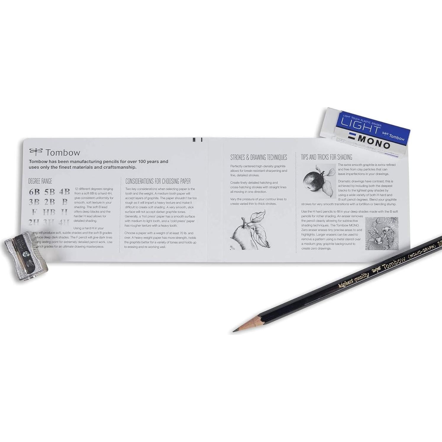 Juego de Lápices de Dibujo Tombow 51523, 12 Piezas, Grados 6B a 4H