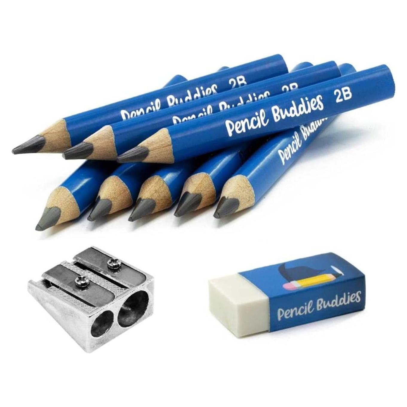 Lápices Jumbo 2B Triangulares Pencil Buddies 10 Piezas Azul Claro