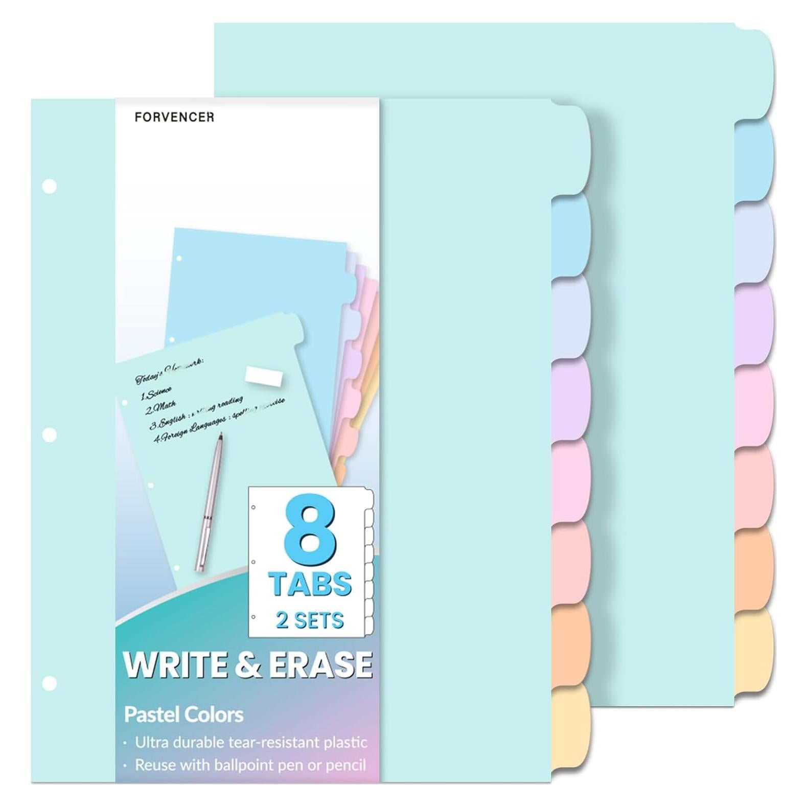 Divisores de carpeta Forvencer 8 pestañas pastel 2 Set