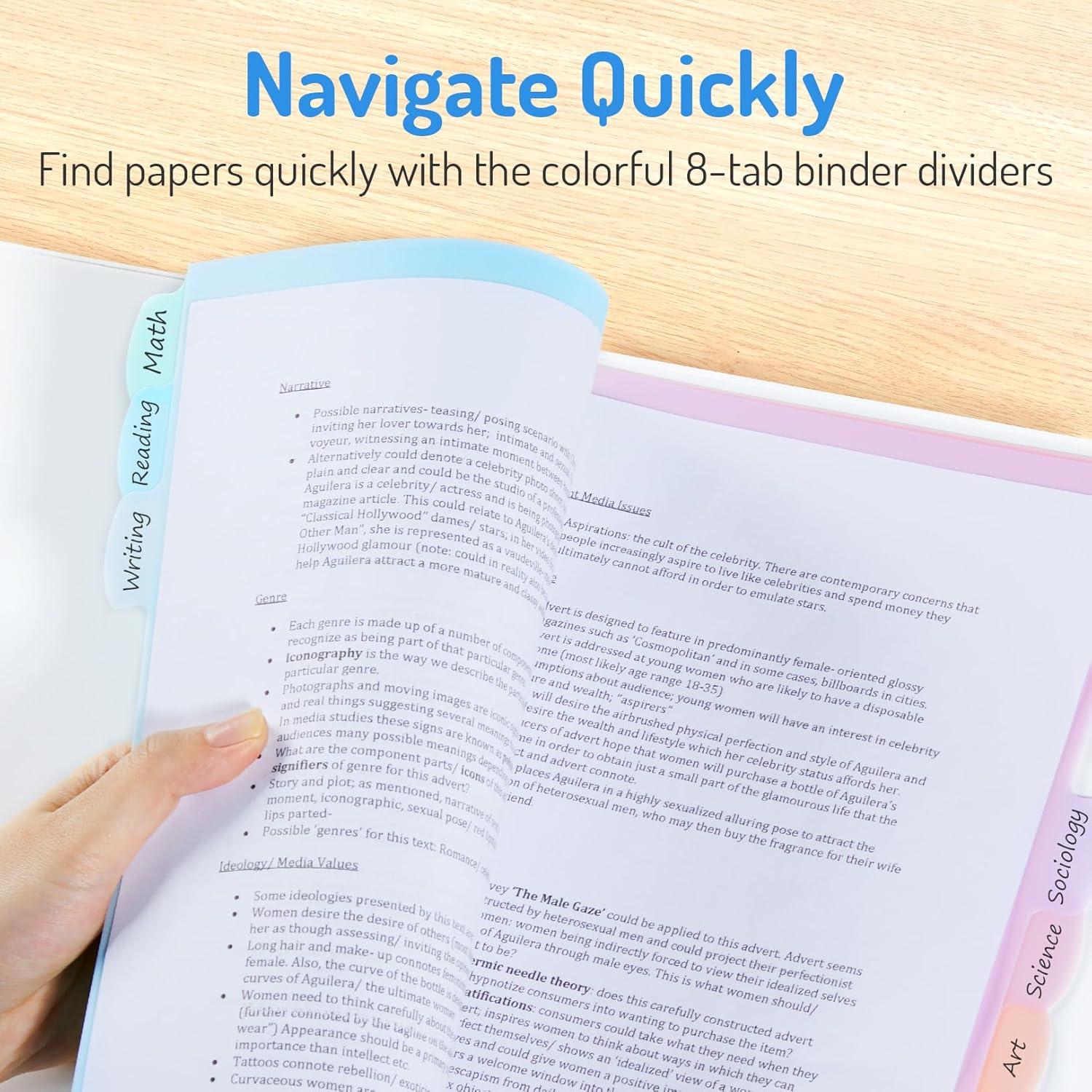 Divisores de carpeta Forvencer 8 pestañas pastel 2 Set