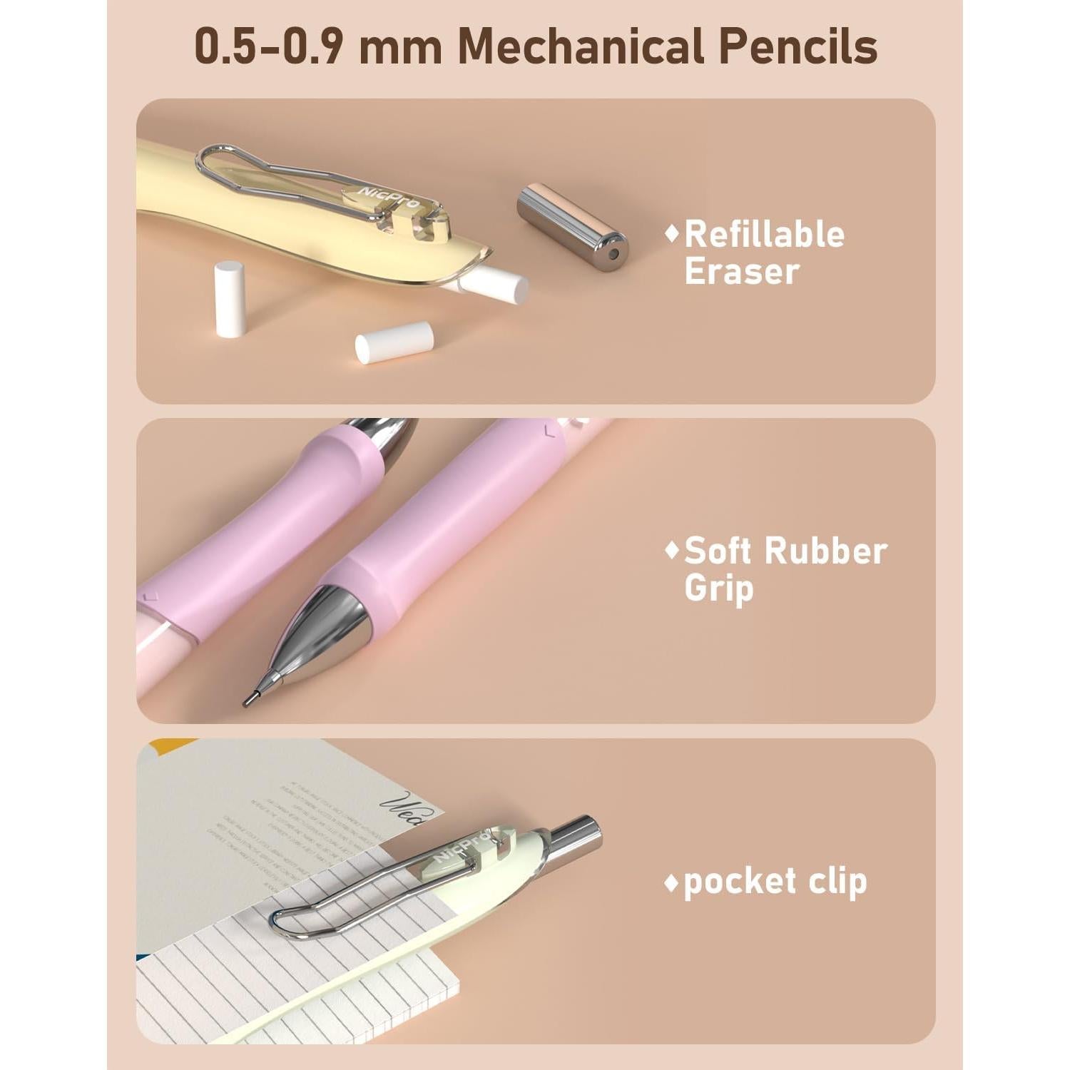 Conjunto de Lápices Mecánicos Nicpro 31PCS Pastel 0.5-2.0mm