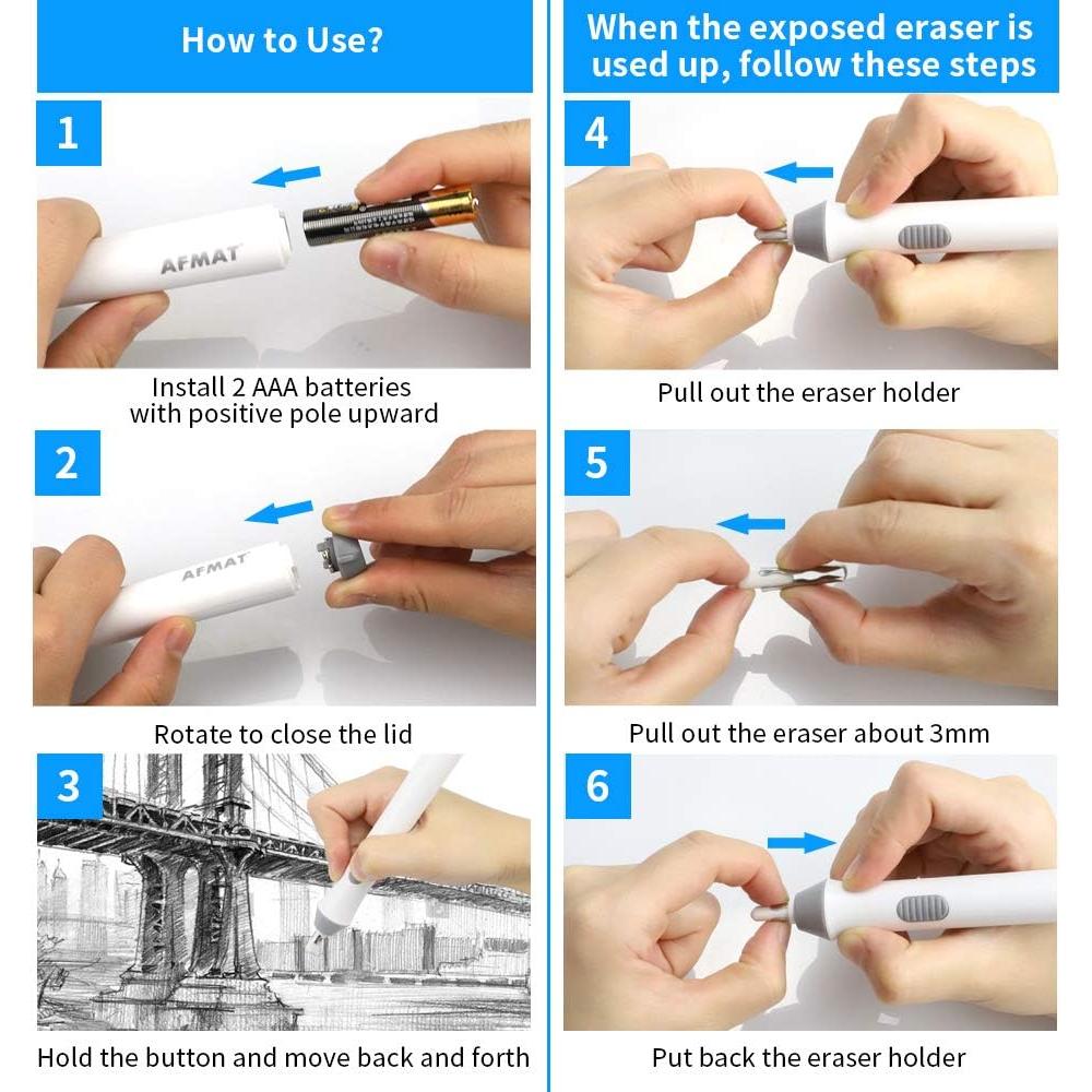 Borrador Eléctrico AFMAT con 140 Recargas - Blanco