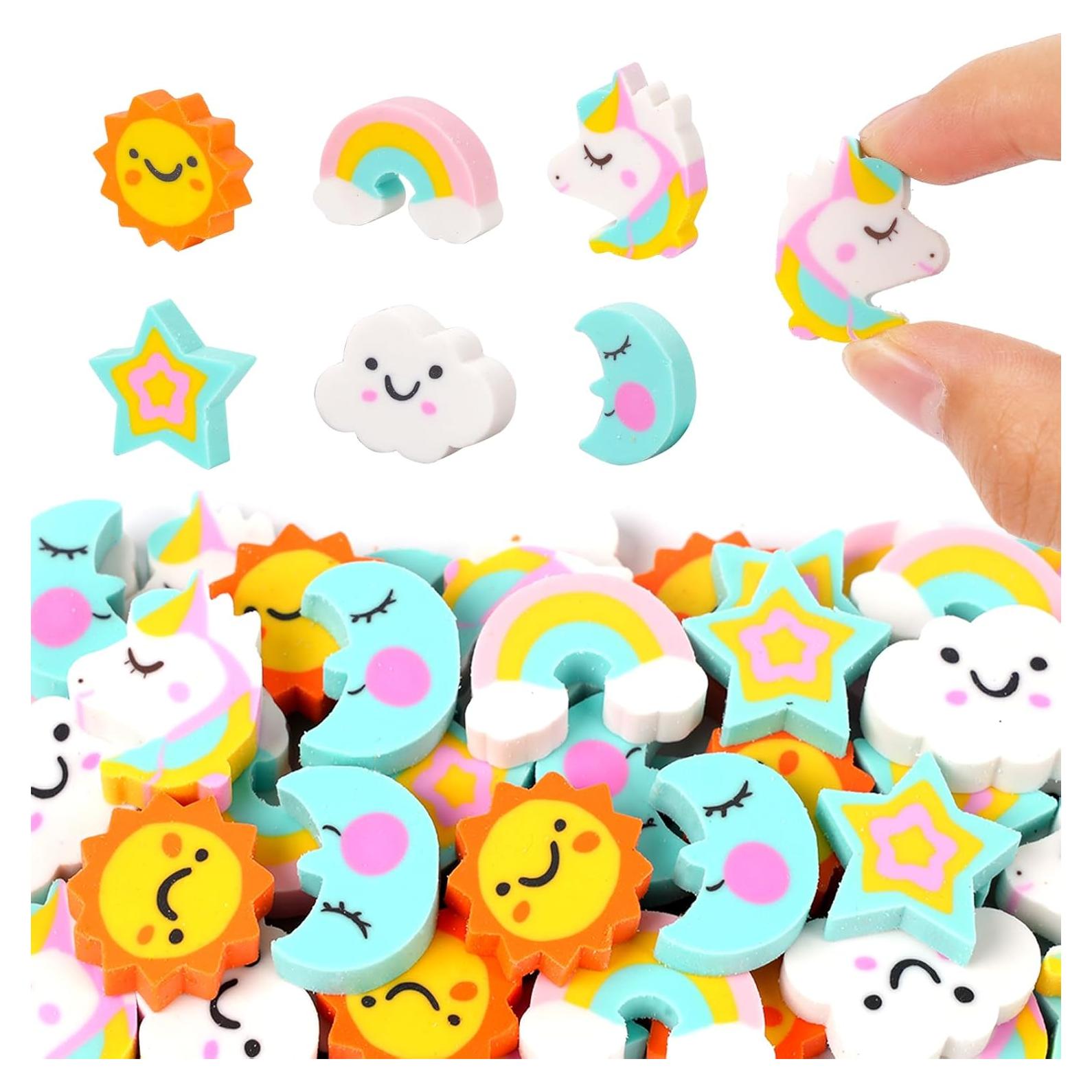 Borradores Mini Unicornio Wolpark 48pcs Arcoíris y Estrella