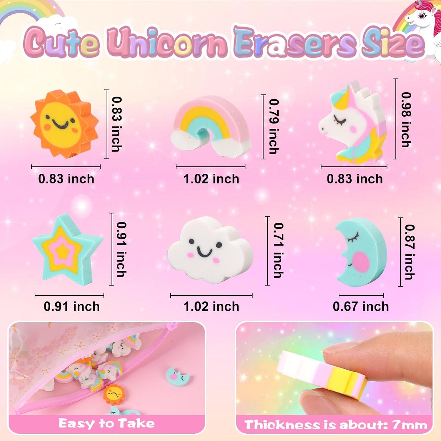 Borradores Mini Unicornio Wolpark 48pcs Arcoíris y Estrella