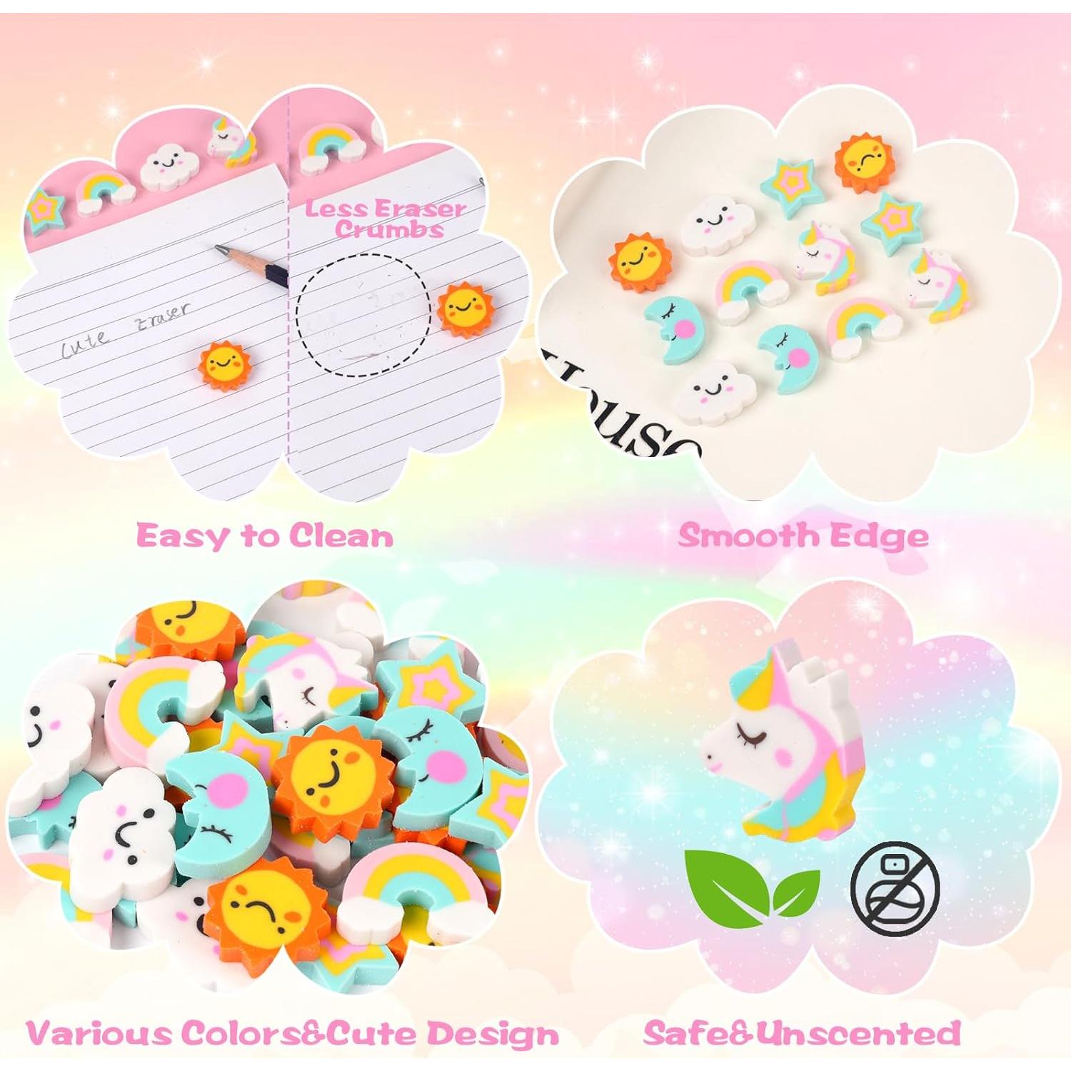 Borradores Mini Unicornio Wolpark 48pcs Arcoíris y Estrella