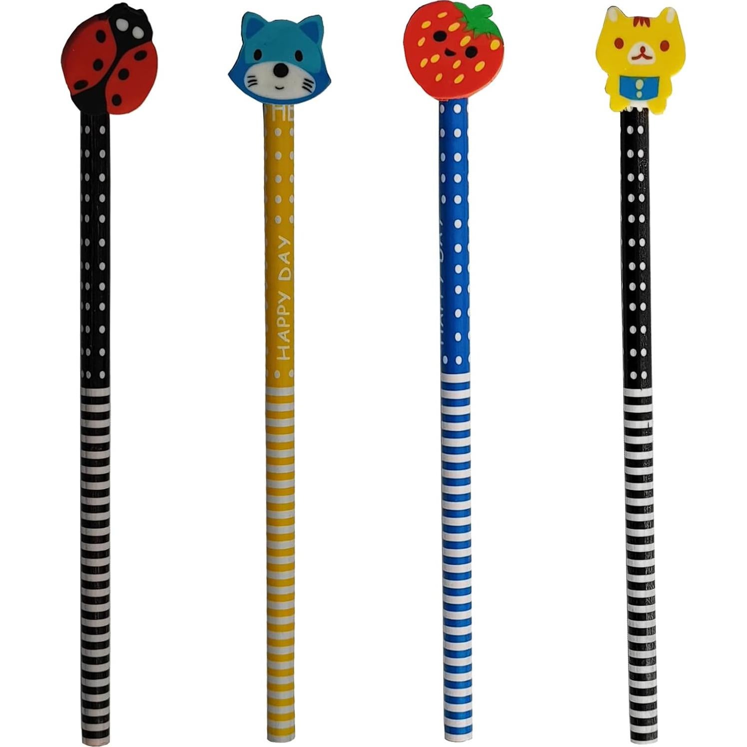 28 Lápices de Madera con Borradores de Animales Genérico